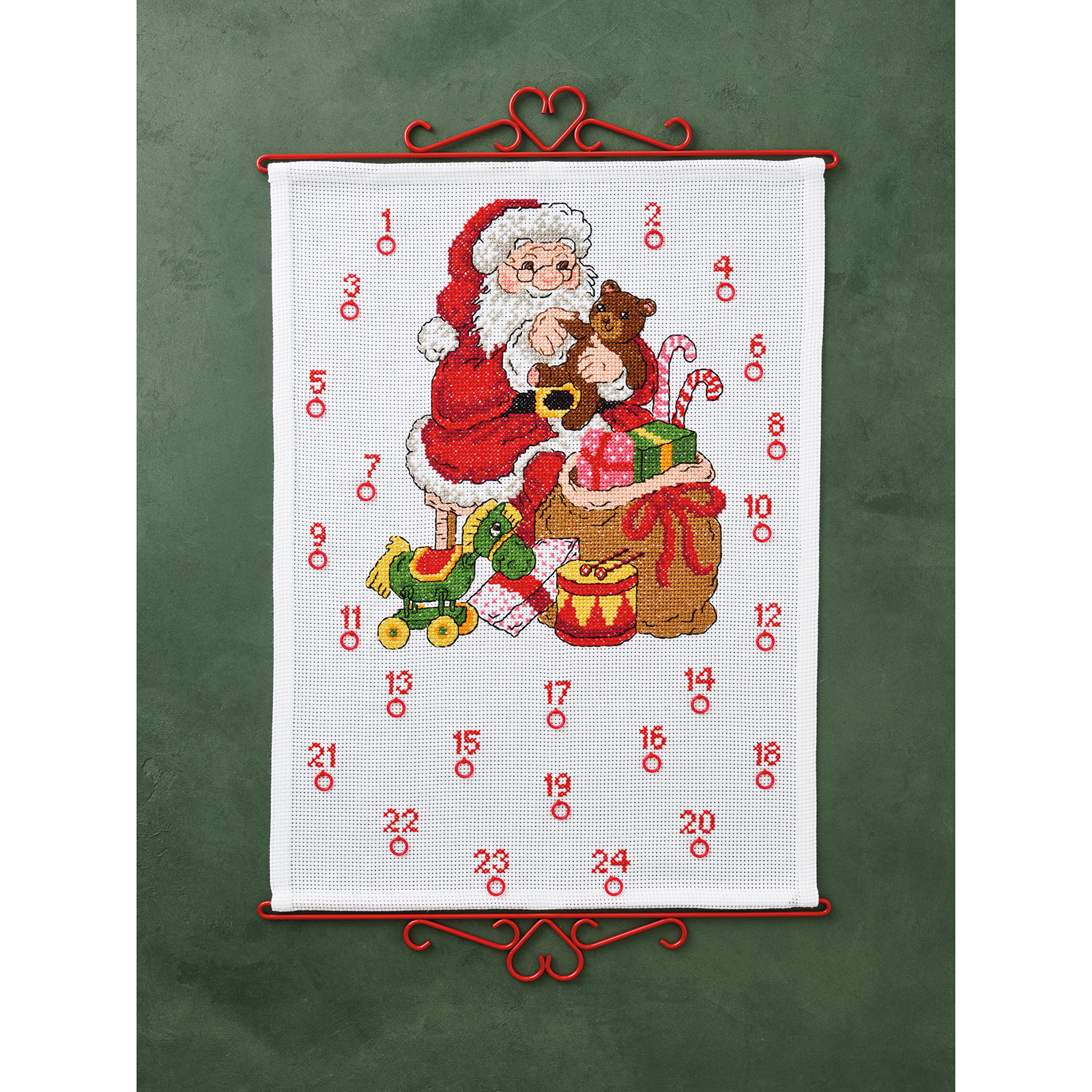 Permin 34-5267 Borduurpakket Kerstman met teddybeer 45x60cm - STUK