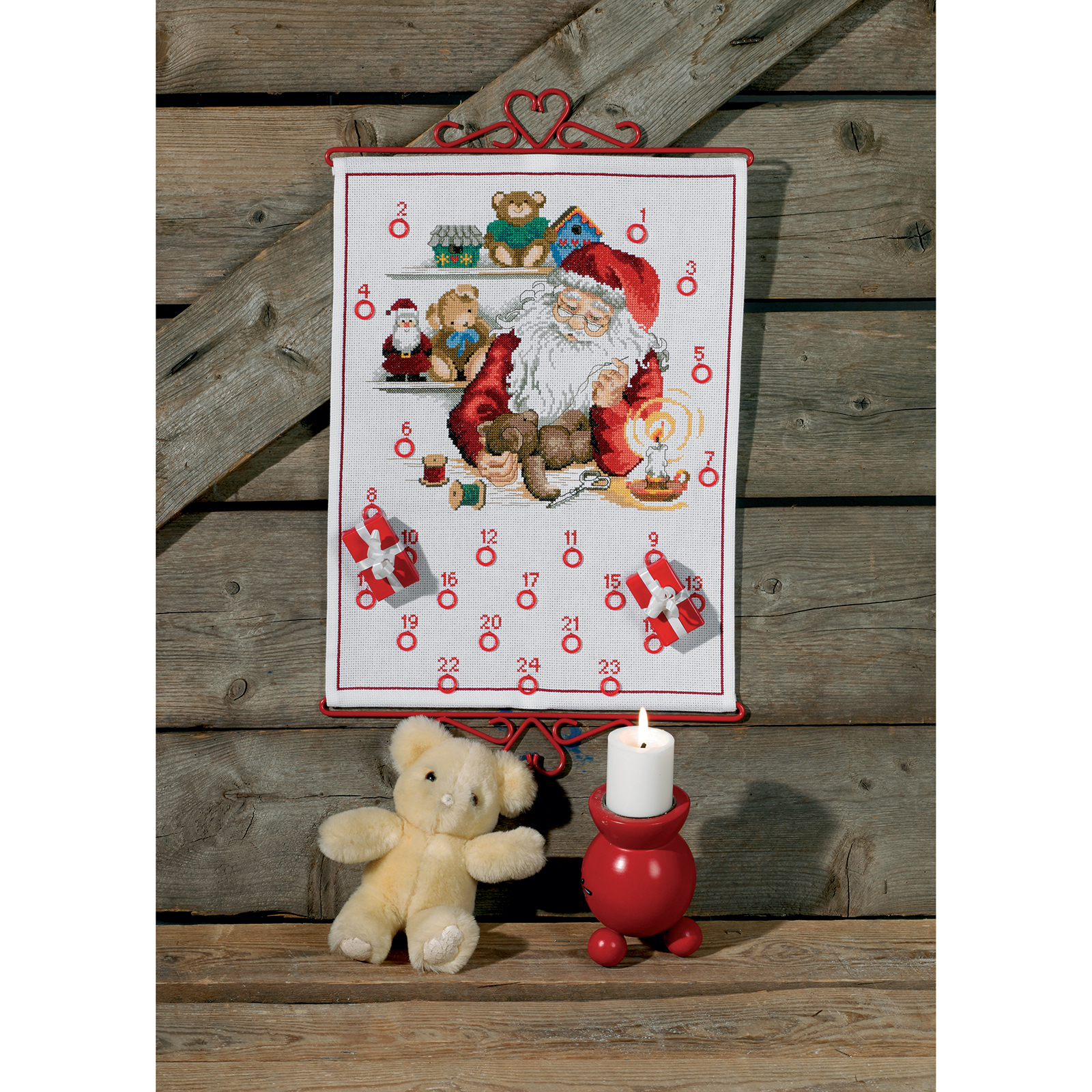 Permin 34-8266 Borduurpakket adventskalender Kerstman winkel - STUK