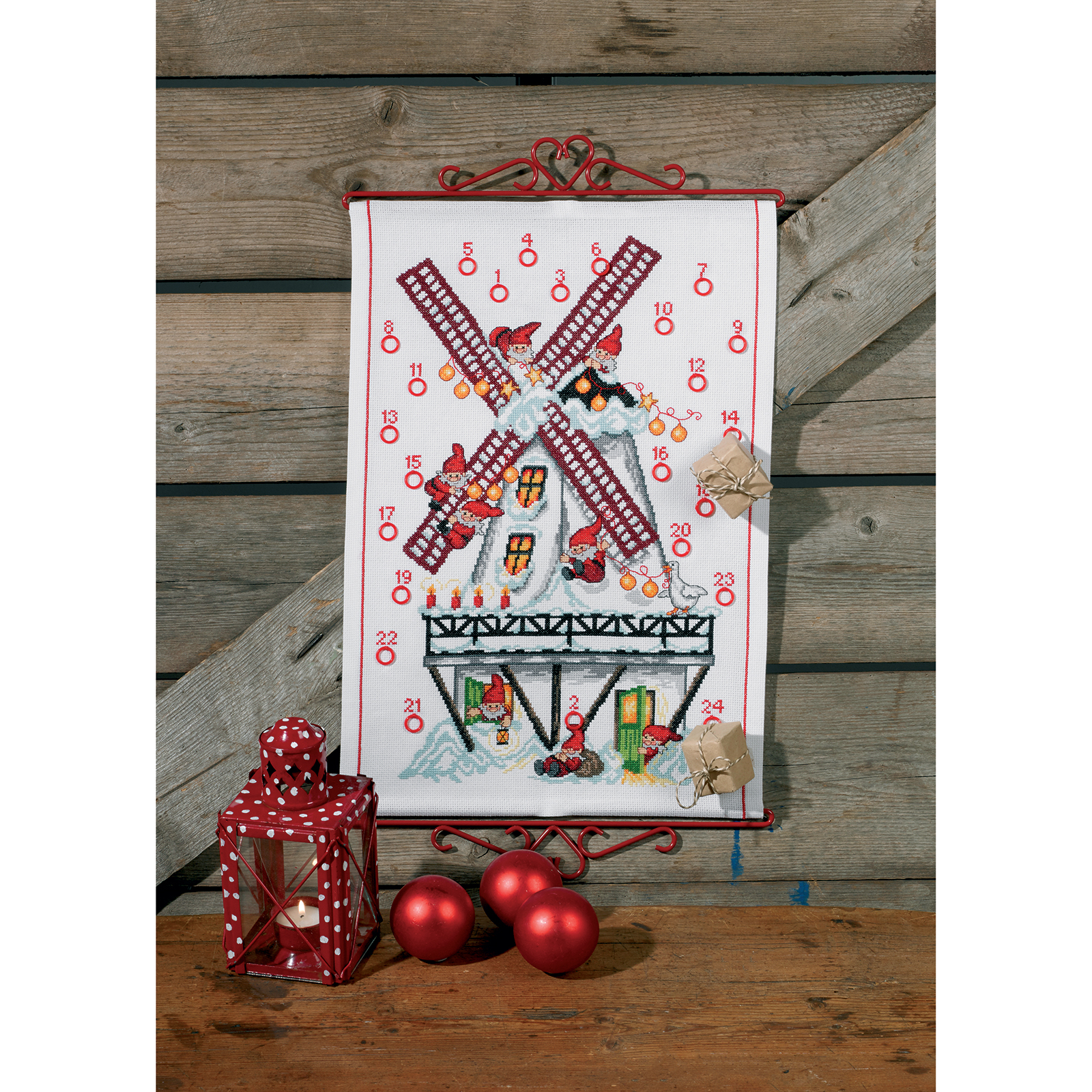 Permin 34-8280 Borduurpakket adventskalender Mill 35x51 cm - STUK