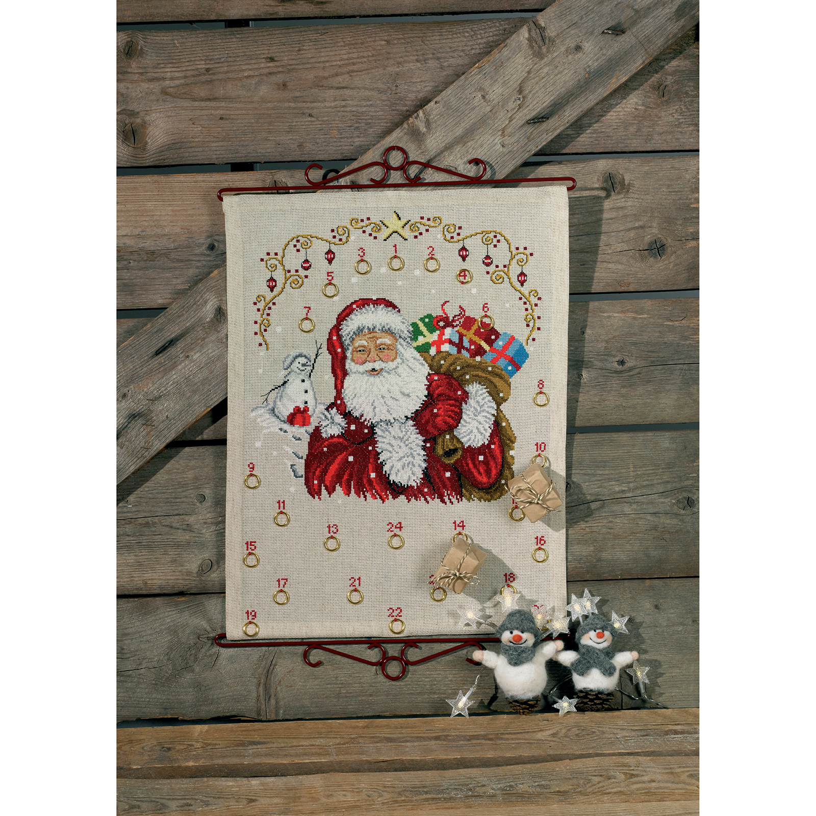 Permin 34-8283 Borduurpakket adventskalender Kerstman 40x52 cm - STUK