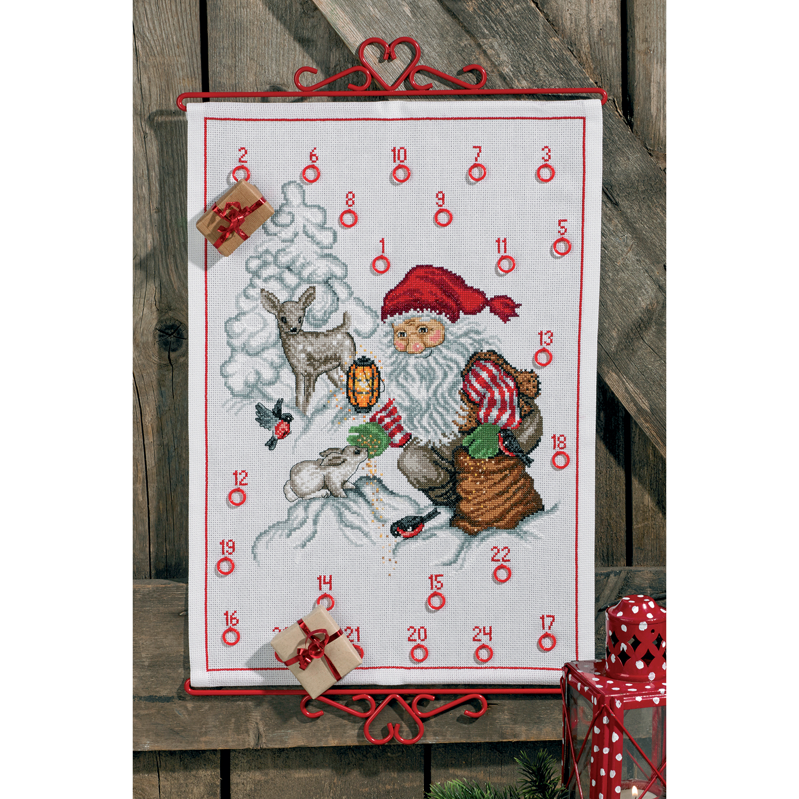 Permin 34-9222 Borduurpakket adventskalender Kerstman 35x51 cm - STUK