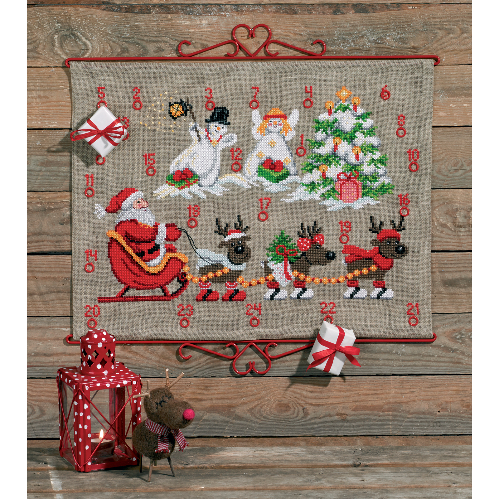 Permin 34-9224 Borduurpakket adventskalender Rendier & snowman - STUK