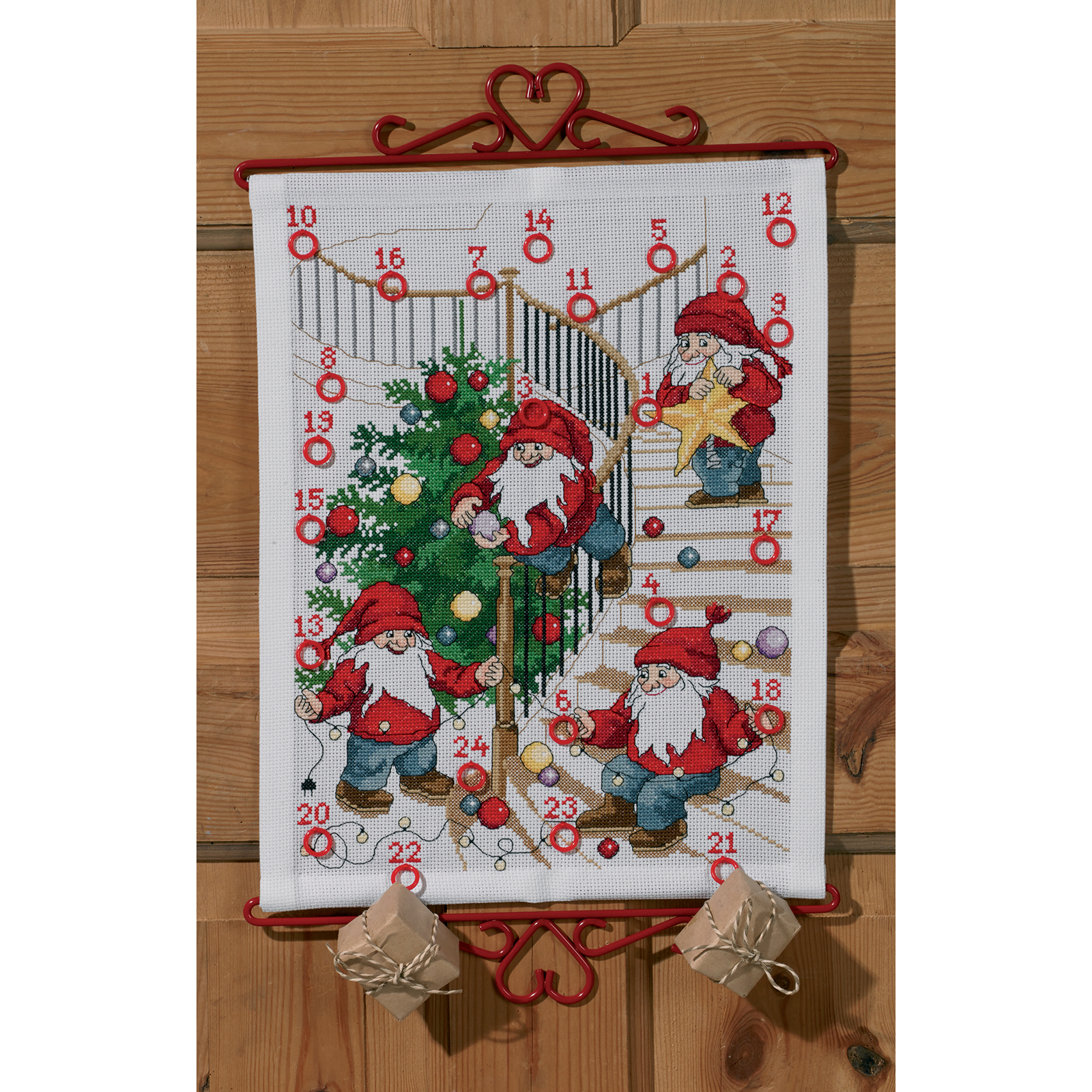 Permin 34-9520 Borduurpakket adventskalender Elf decoreren 30x39 cm - STUK