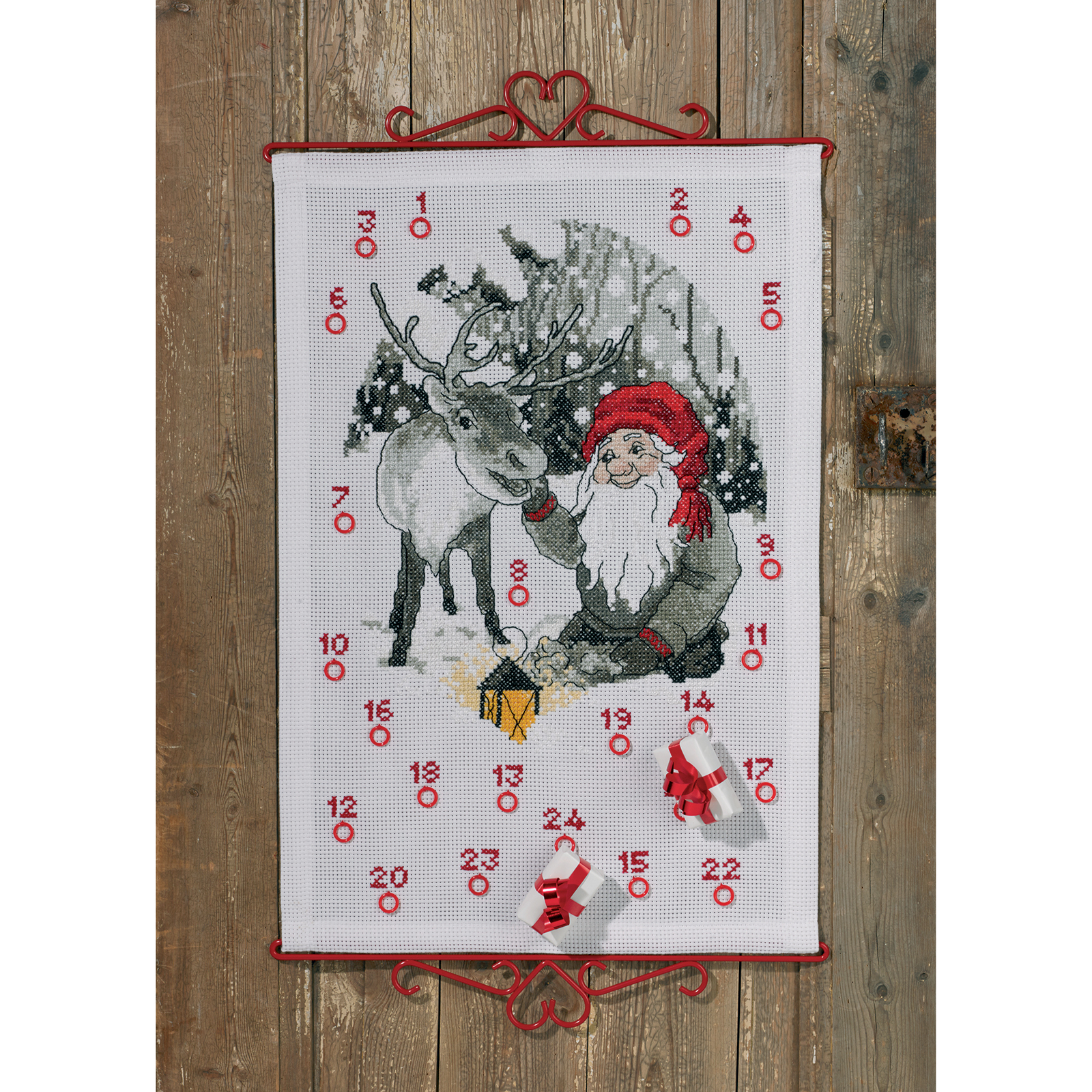 Permin 34-9655 Borduurpakket adventskalender Elf en rendieren 40x60 cm - STUK