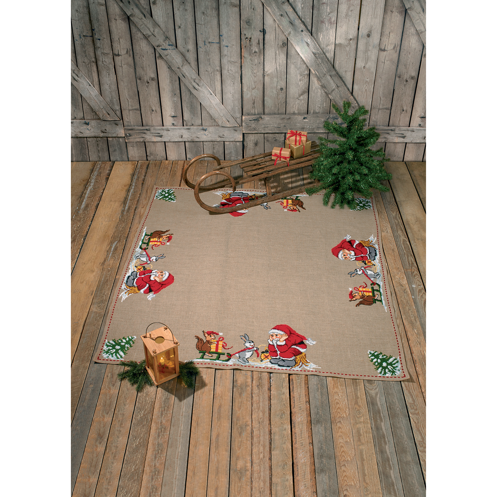 Permin 45-0211 Borduurpakket Kerst man met dieren - STUK