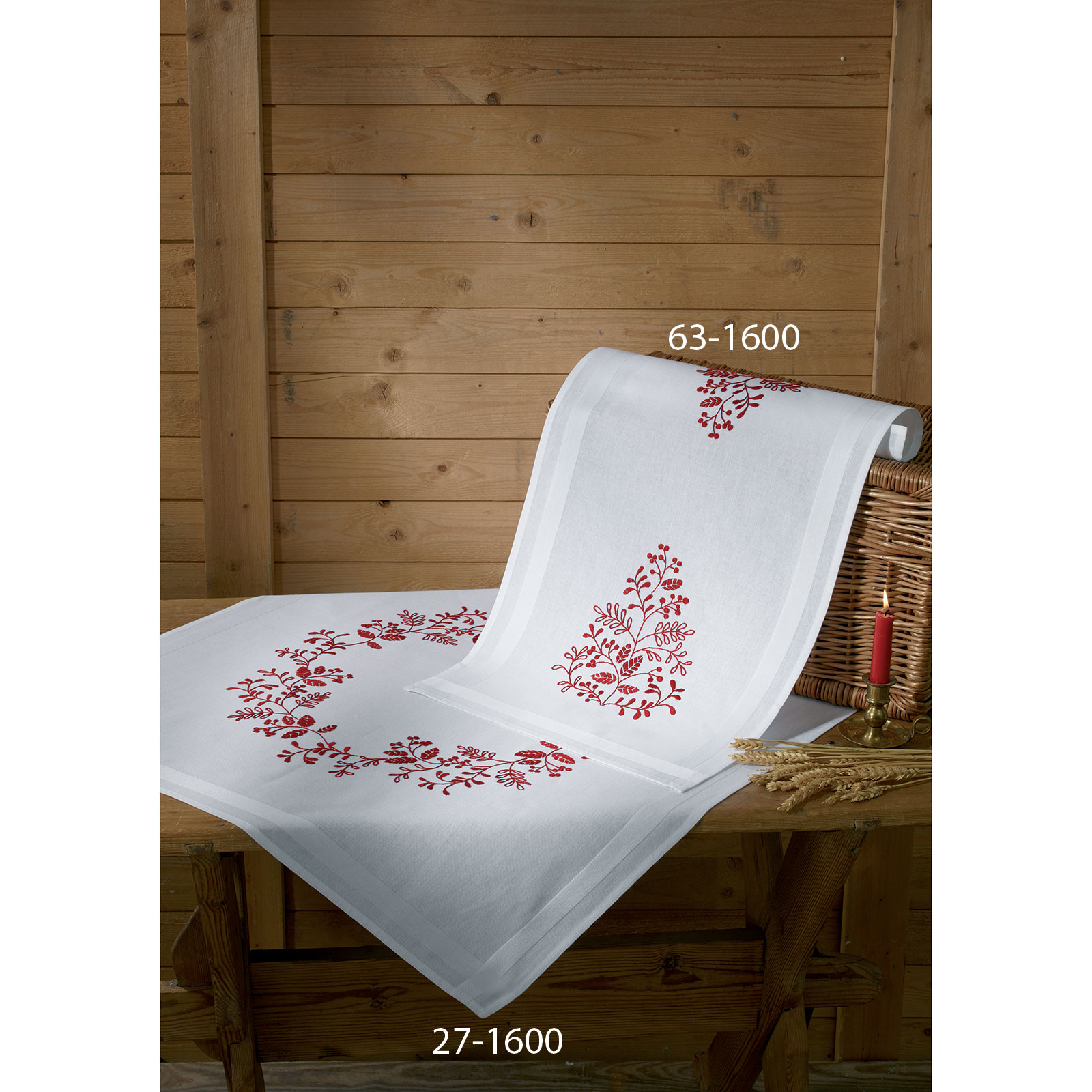 Permin 63-1600 Borduurpakket voorbedrukt Kerst in rood 40x80 cm - STUK