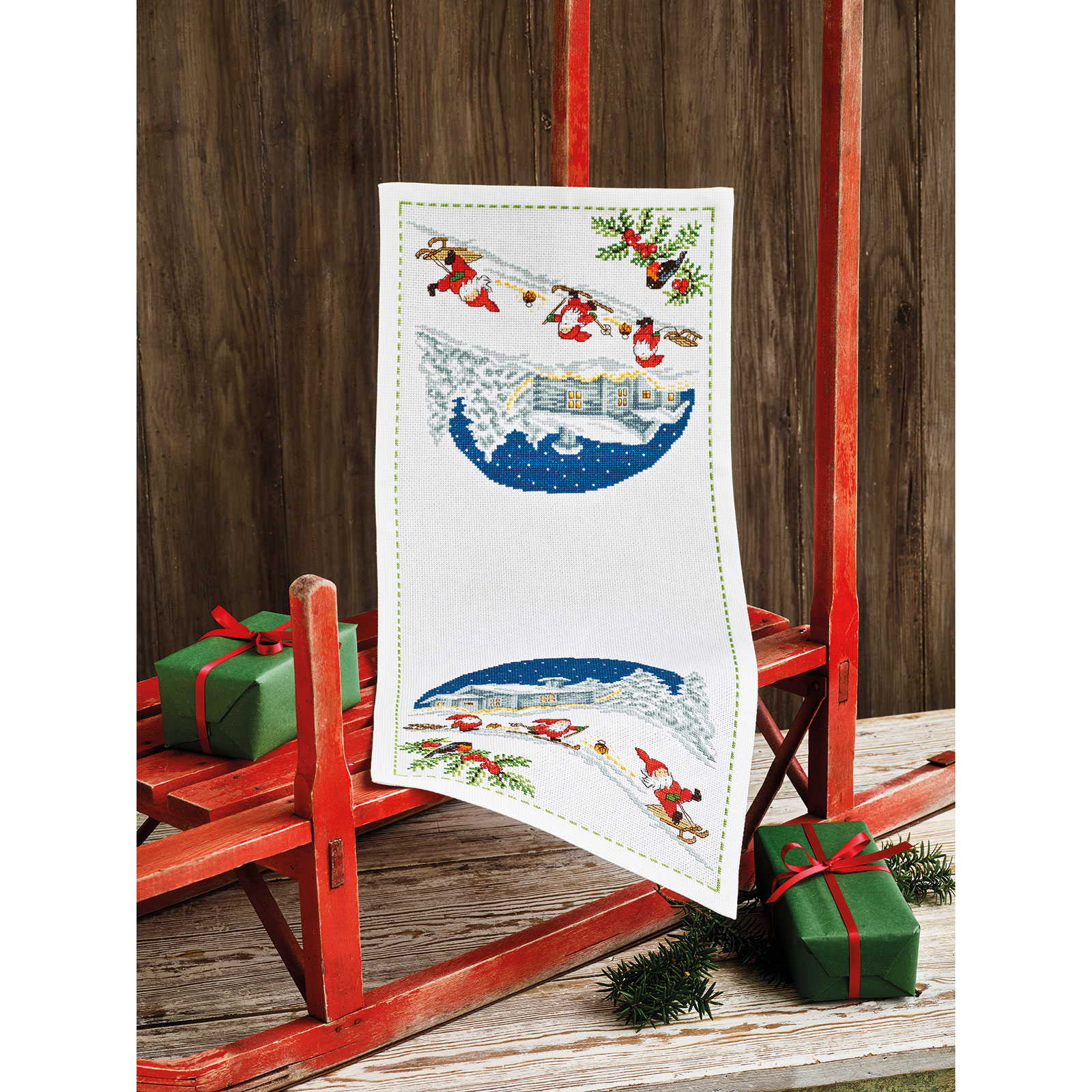 Permin 63-2212 Borduurpakket Skiën 27x65cm - STUK