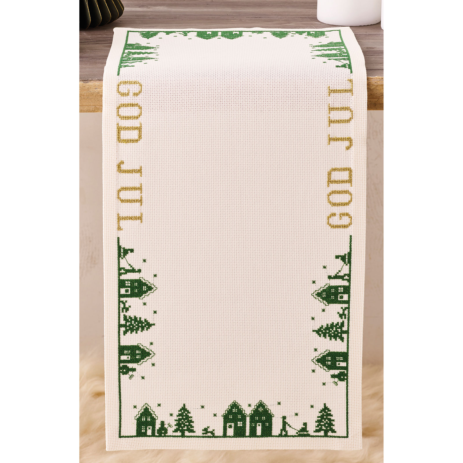 Permin 63-4206 Groene huisjes 28x64cm - STUK