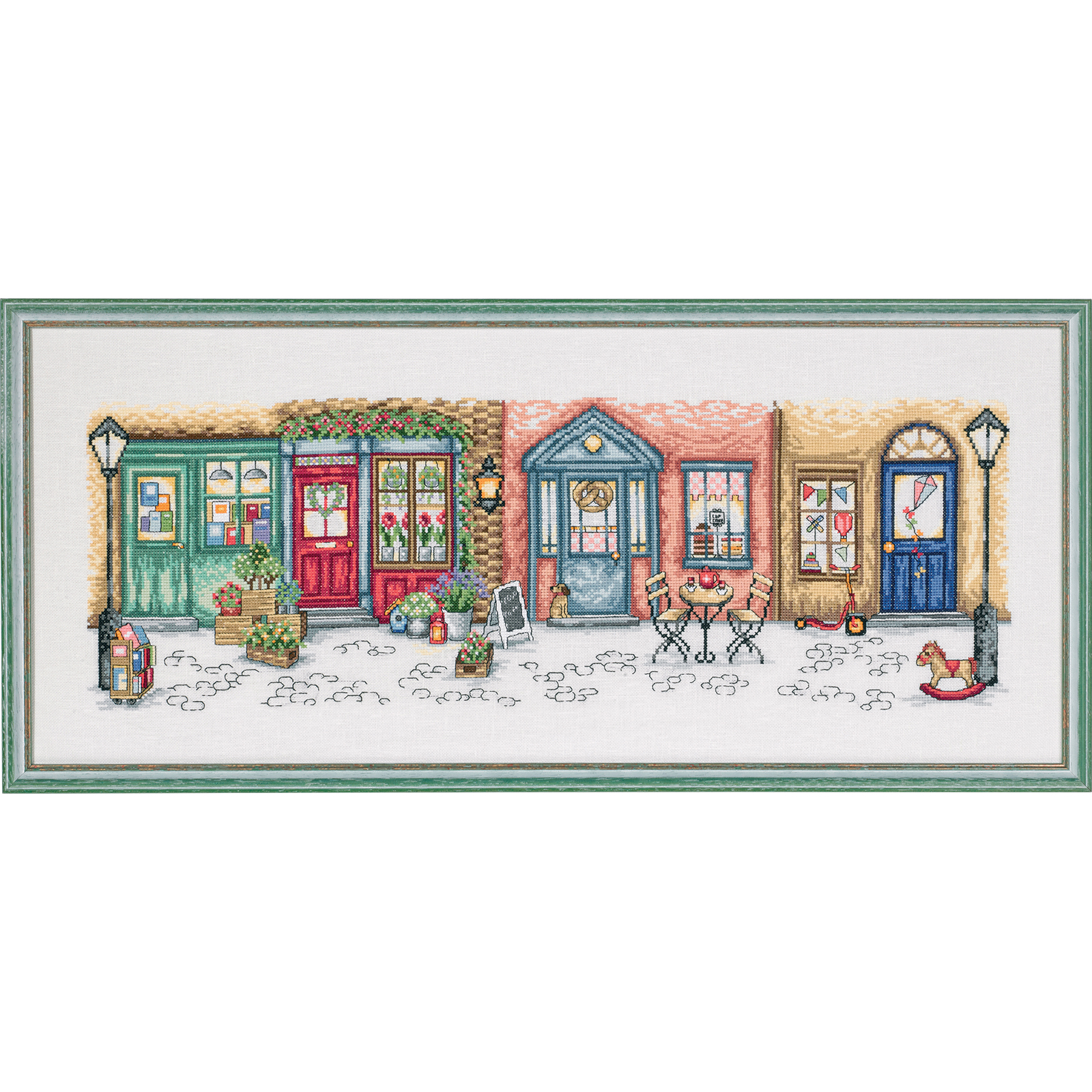 Permin 70-0160 Borduurpakket Winkelstraat 71x30 cm - STUK