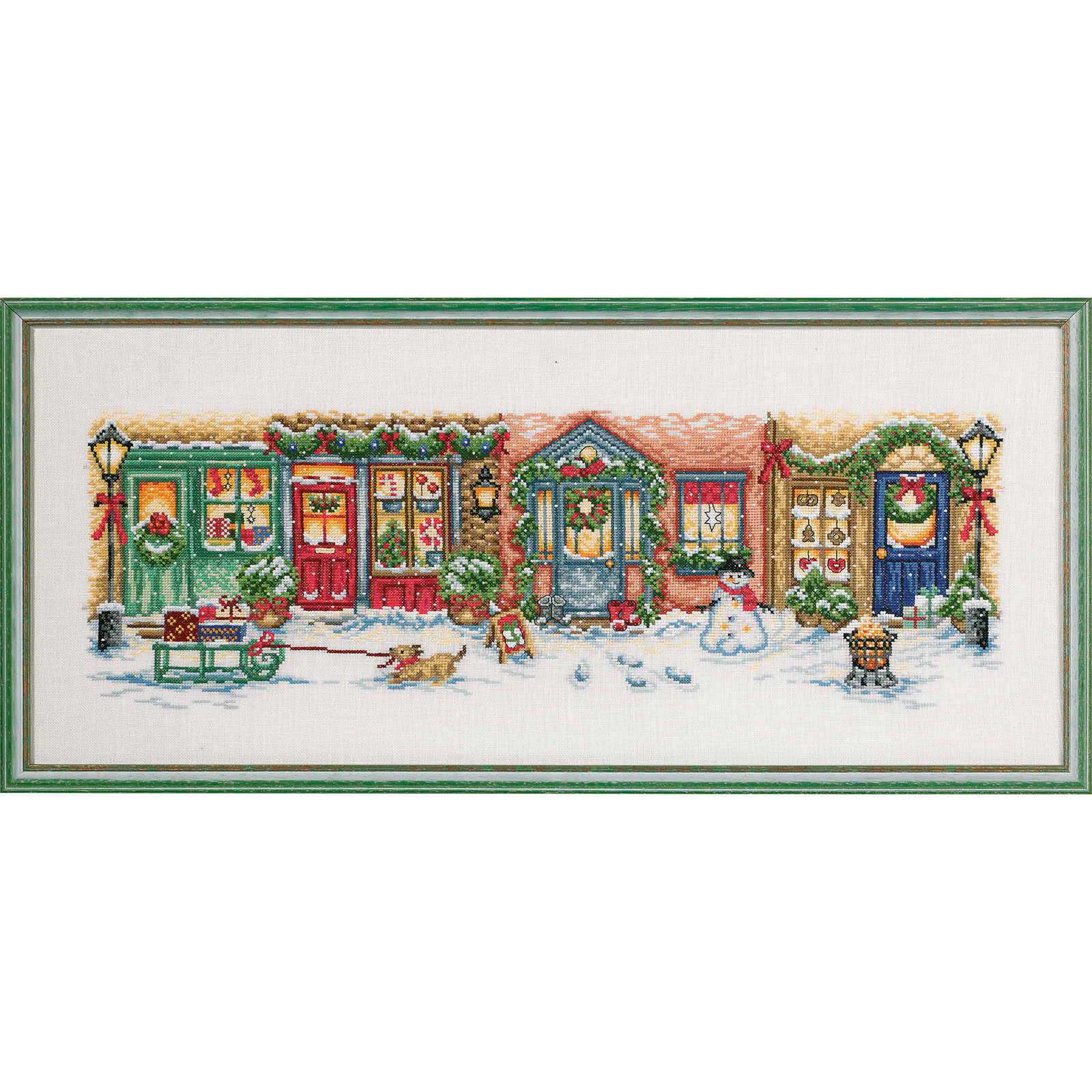 Permin 70-8210 Borduurpakket Kerststraat 33x88 cm - STUK