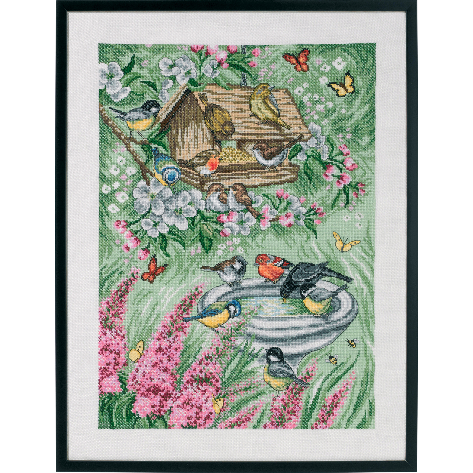 Permin 70-9394 Borduurpakket Vogels in Tuin 45x59 cm - STUK