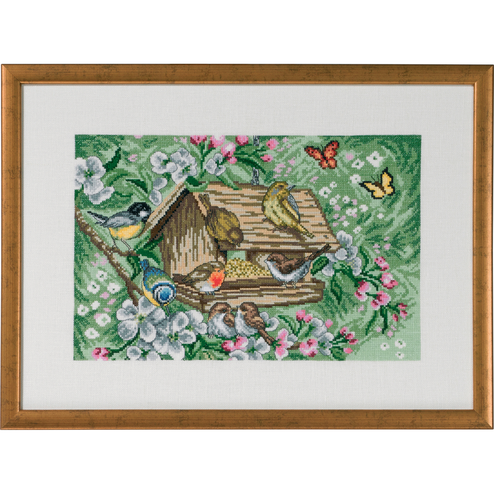 Permin 70-9395 Borduurpakket Vogelhuisje Tuin 47x34 cm - STUK