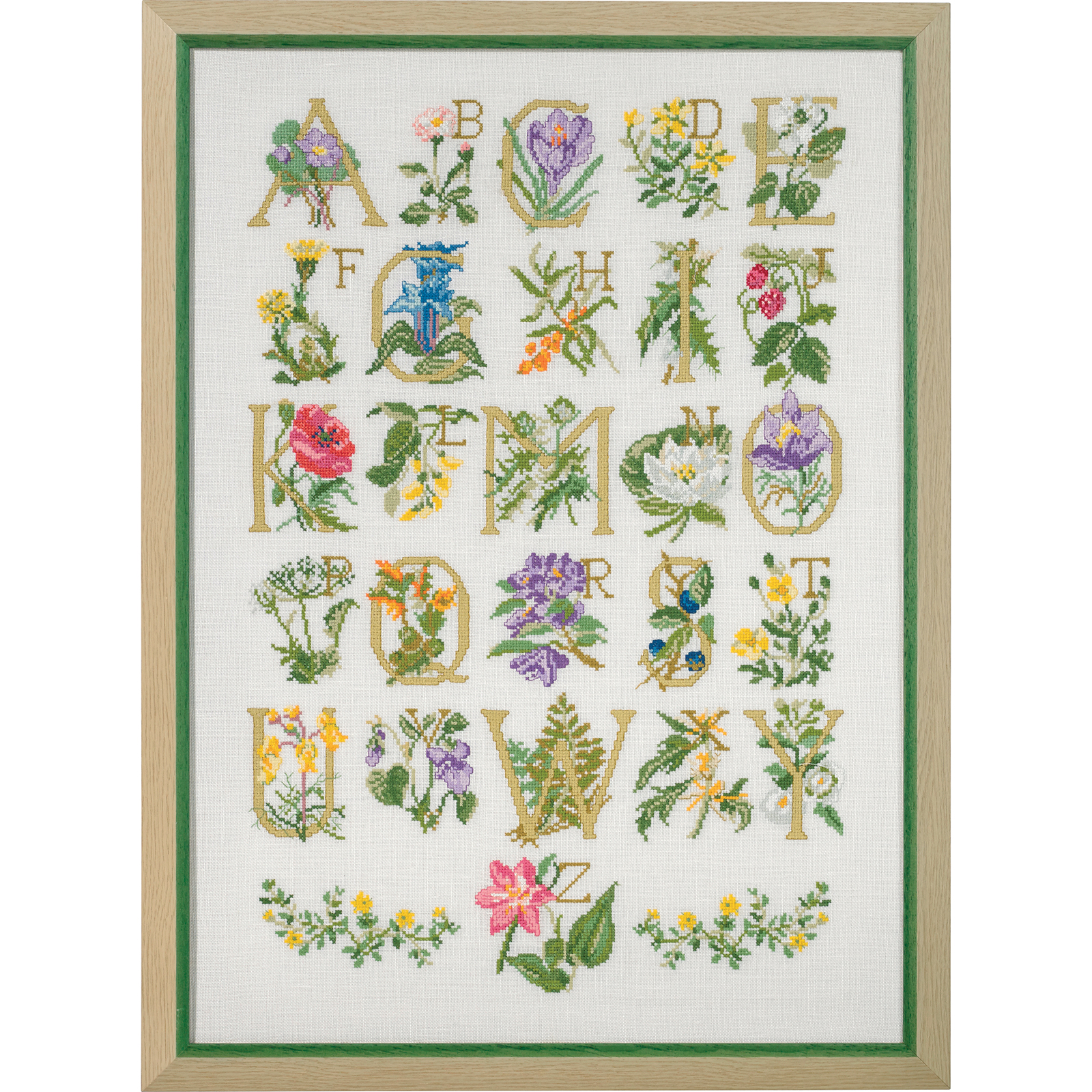 Permin 70-9589 Borduurpakket Bloemen ABC 45x62 cm - STUK