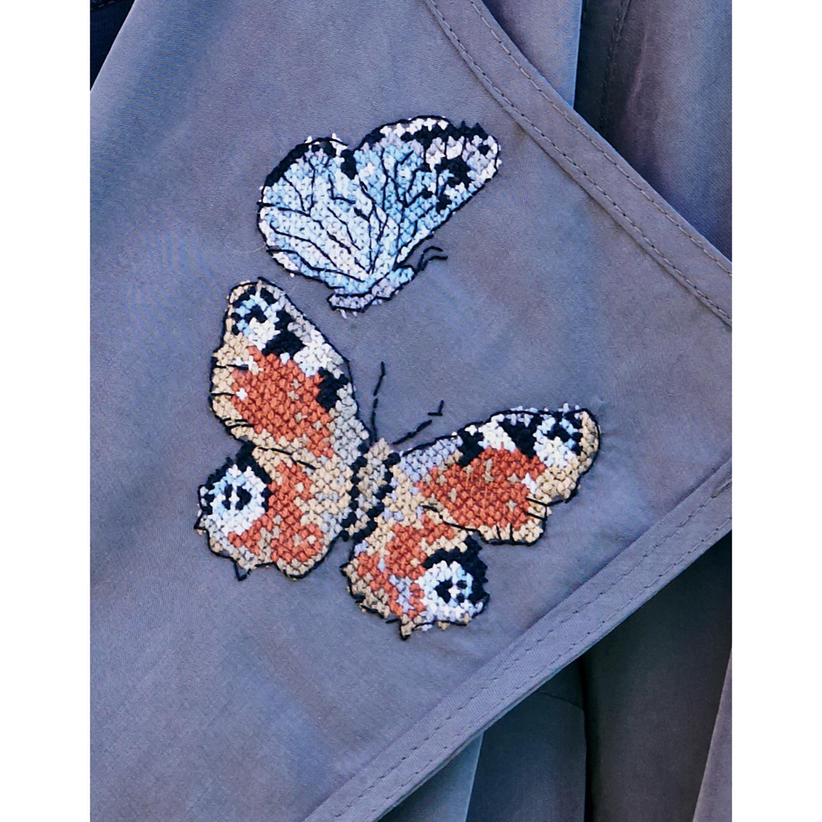 Permin 79-5801 Borduurpakket wateroplosbaar stramien Vlinders 10x10cm - STUK