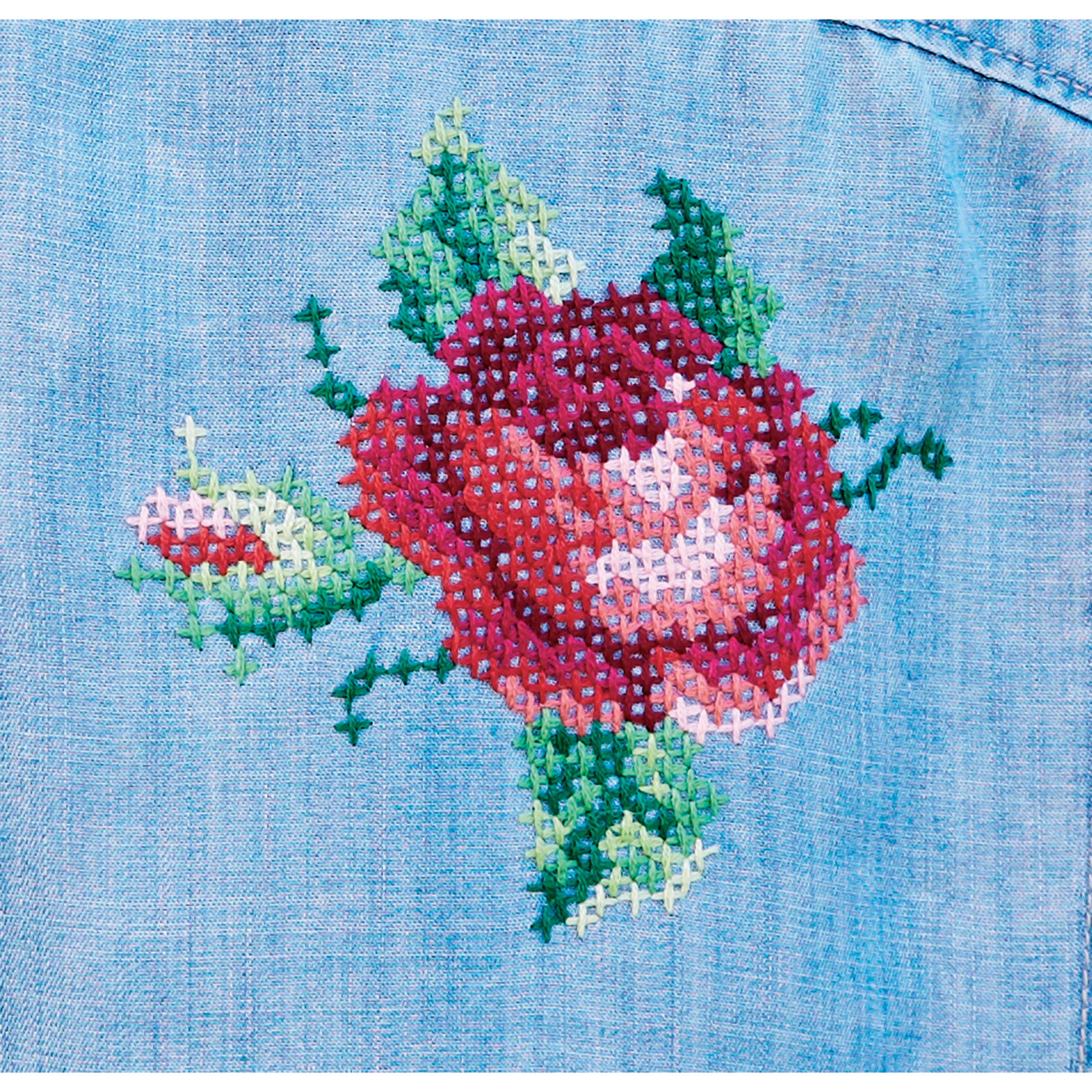 Permin 79-5803 Borduurpakket wateroplosbaar stramien Rozen 10x10cm - STUK