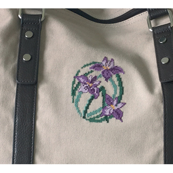 Permin 79-5811 Borduurpakket wateroplosbaar stramien Bloemen paars 7x9cm - STUK