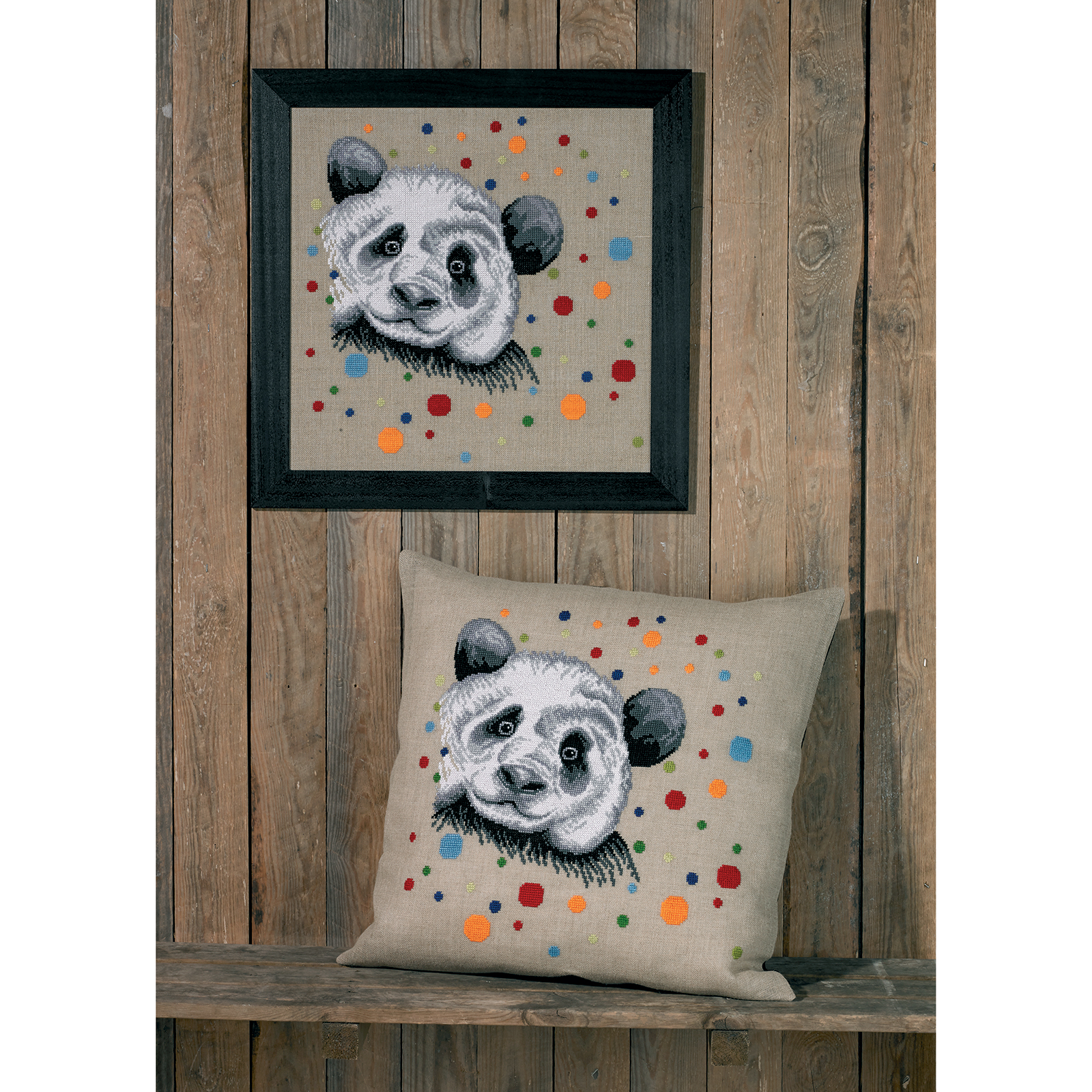 Permin 83-9404 Kussen Borduurpakket Panda 60x60 cm - STUK