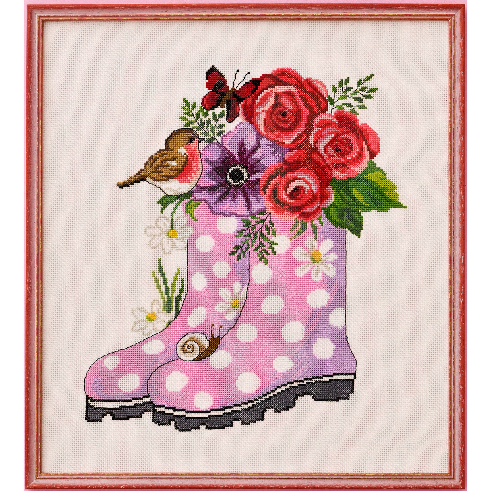 Permin 90-2114 Borduurpakket Laarzen met bloemen 35x39cm - STUK