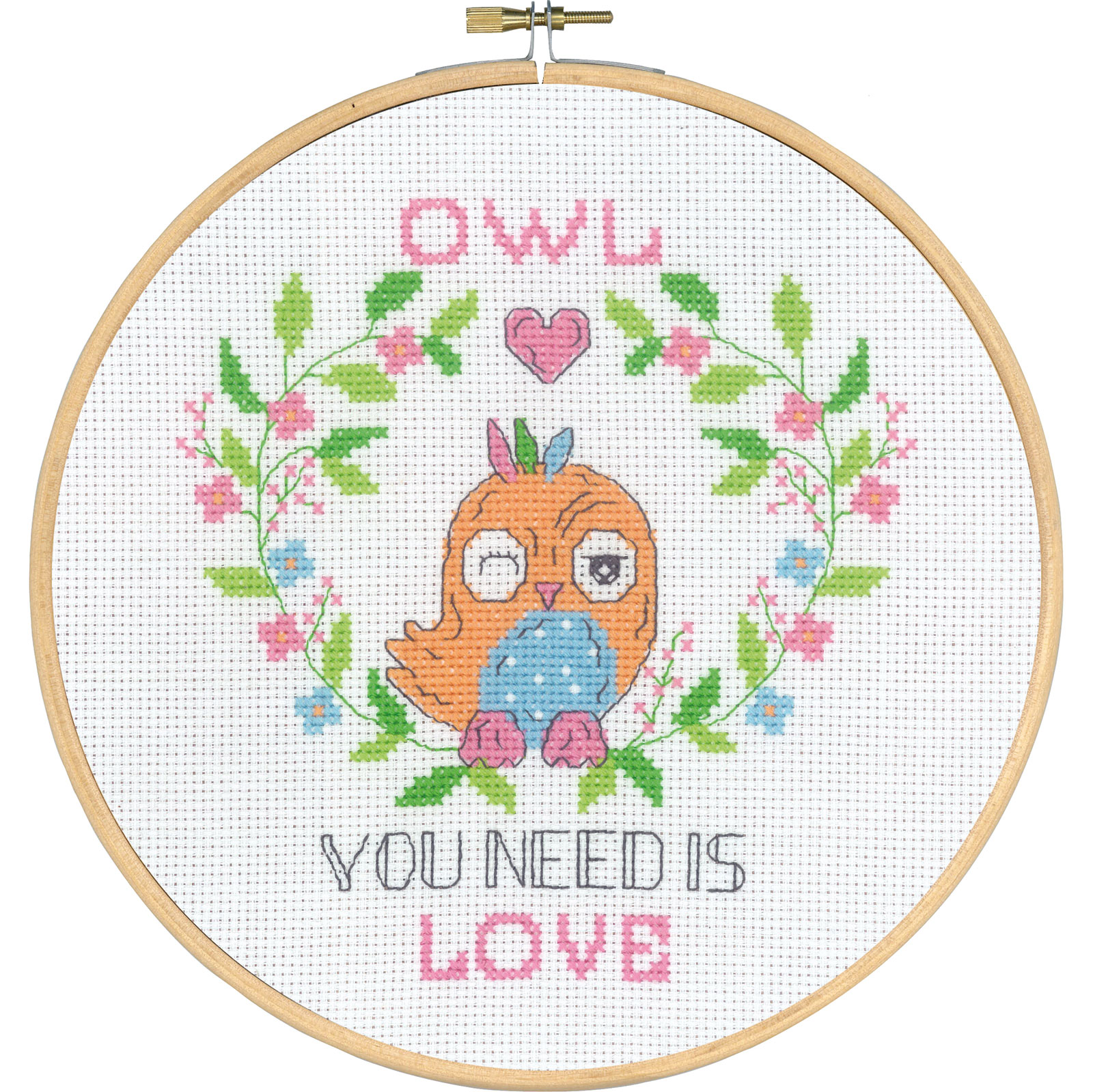 Permin 92-3366 Owl you need is love 20cm rond - STUK