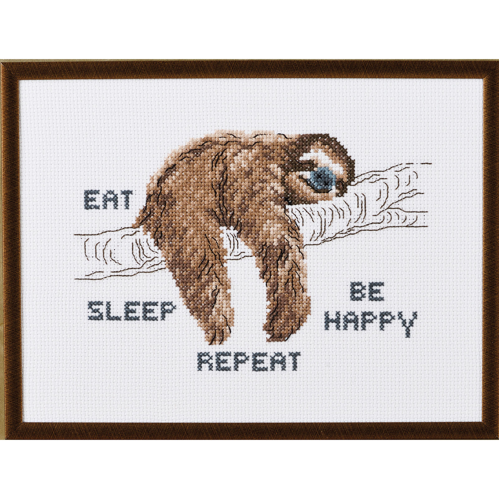 Permin 92-4321 Eat, sleep, be happy - Repeat 24x18cm - STUK