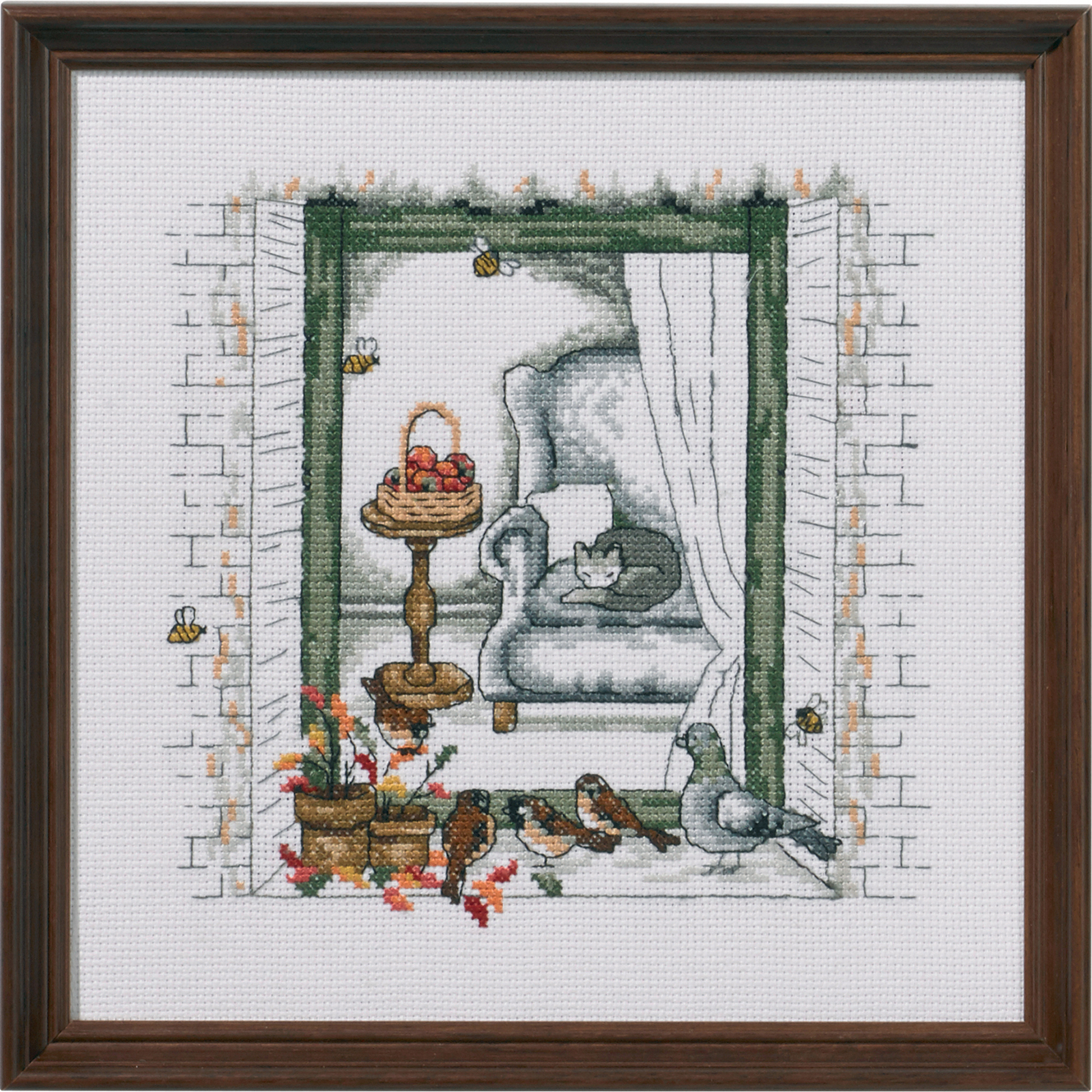 Permin 92-9177 Borduurpakket Herfst venster 24x24 cm - STUK