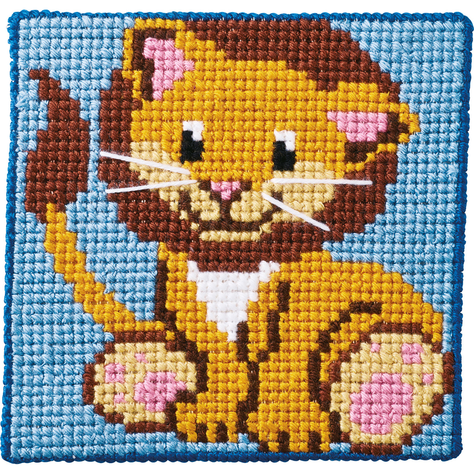 Permin 9321 Kinderborduurpakket voorbedrukt stramien leeuw 25x25 cm - STUK