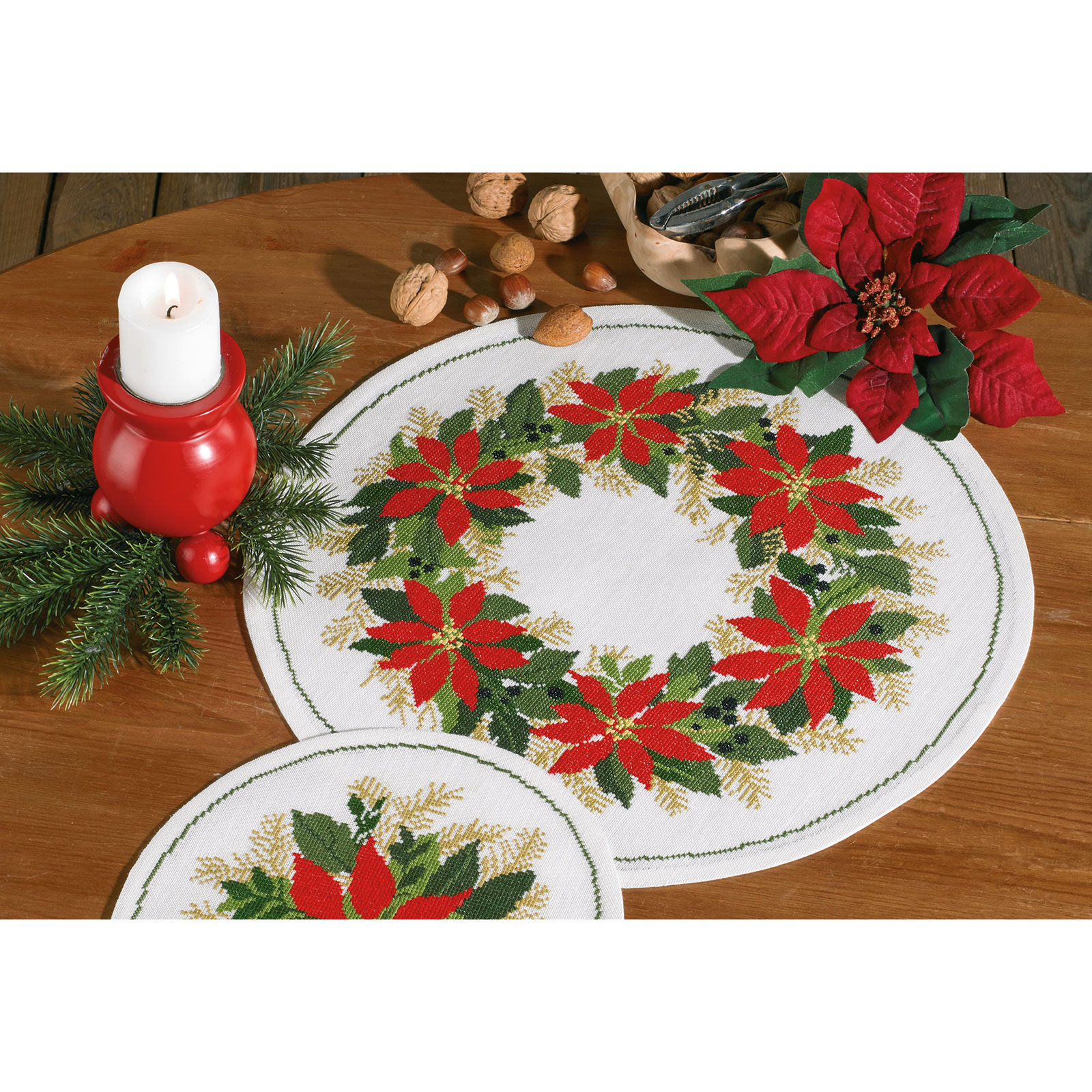 Permin 95-3861 Borduurpakket tafelkleed Kerst sterren - STUK