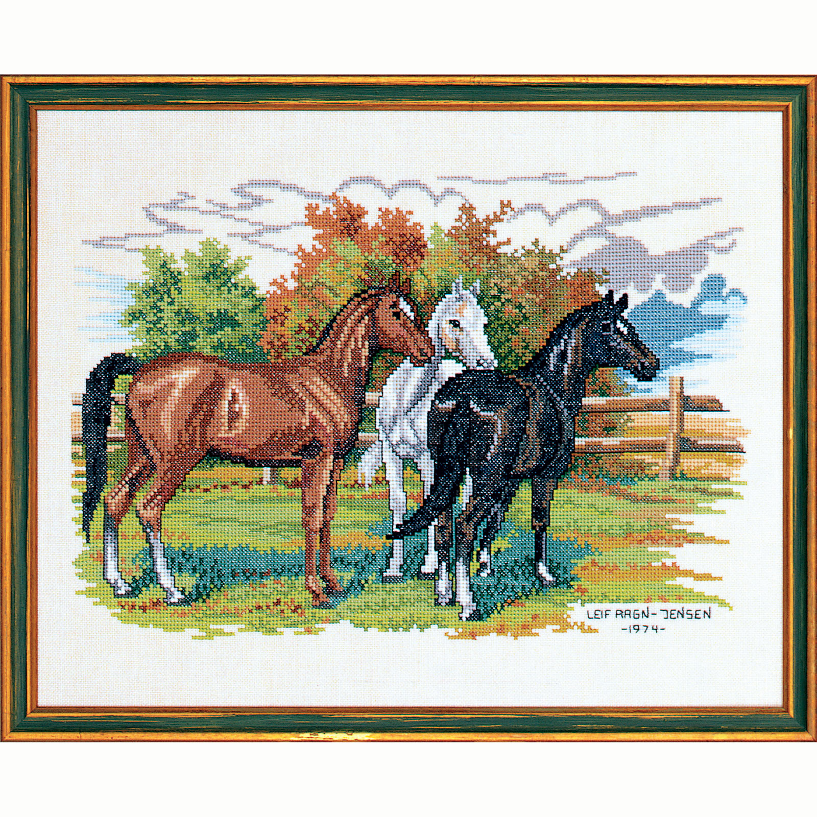 Permin 972-474 Borduurpakket 3 paarden 47x34 cm - STUK
