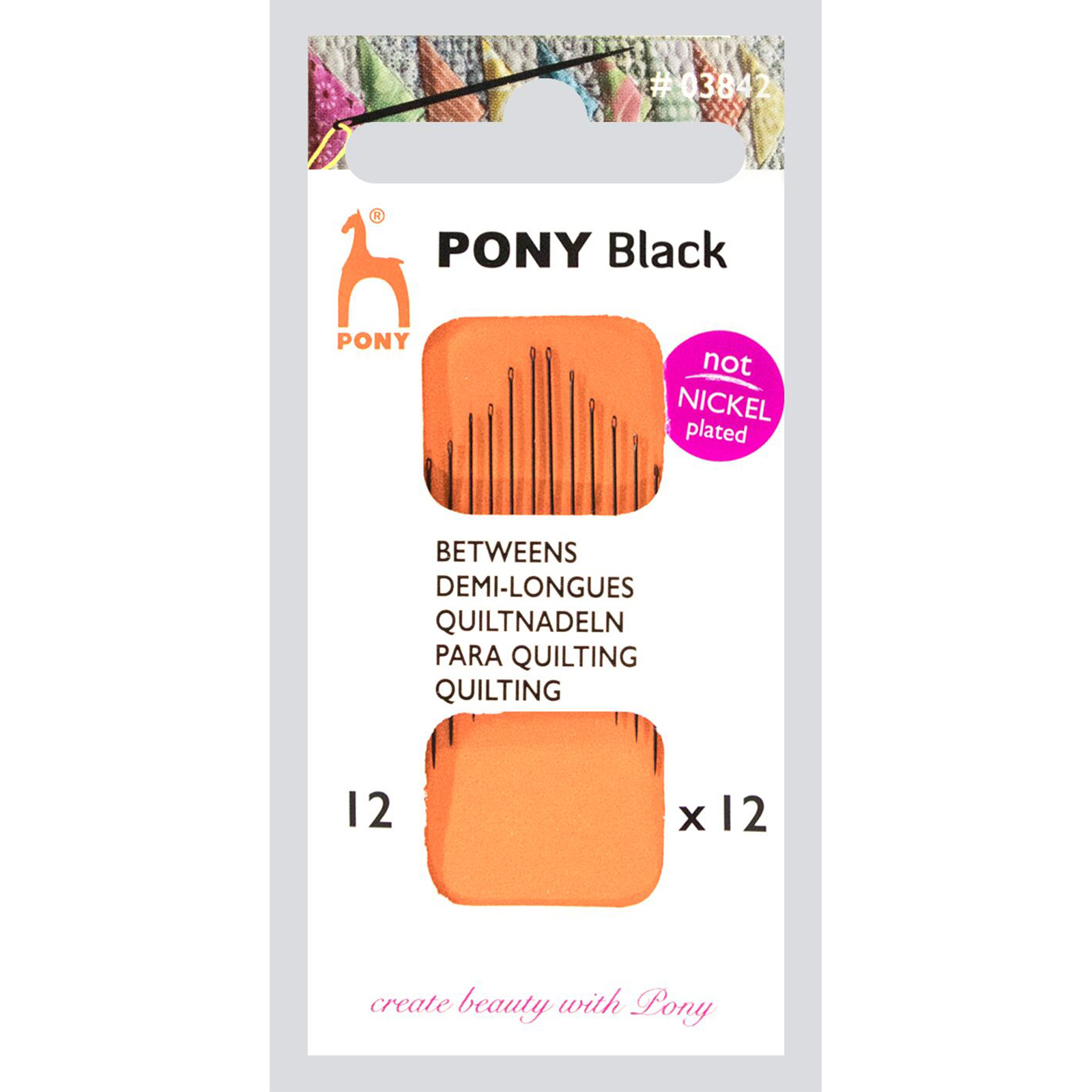 Pony 03842 Black Betweens quiltnaalden 12 - Kaart
