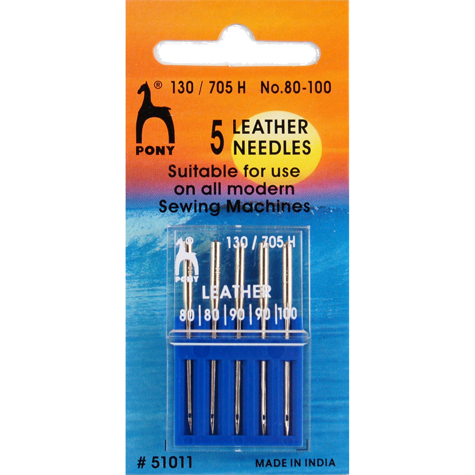 Pony 51011 Naaimachinenaalden leer 80/100 assorti - 5 stuks - Kaart