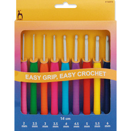 Pony 56810 Easy Grip Haaknaaldenset 2,0 t/m 6,0 mm - 9 stuks - SET