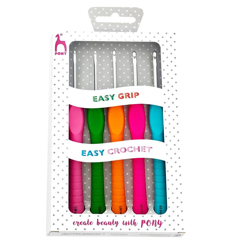 Pony 56831 Easygrip haaknaaldenset 2,0mm t/m 4,0mm - 5 stuks - SET
