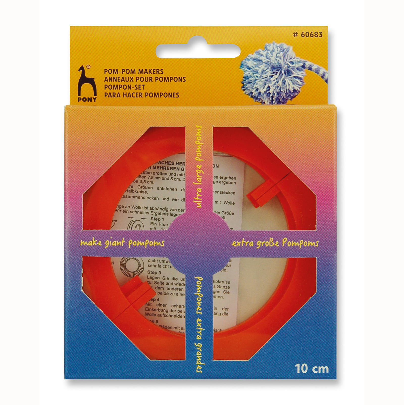 Pony 60683 Pom Pom makers 10 cm - 2 stuks - Kaart