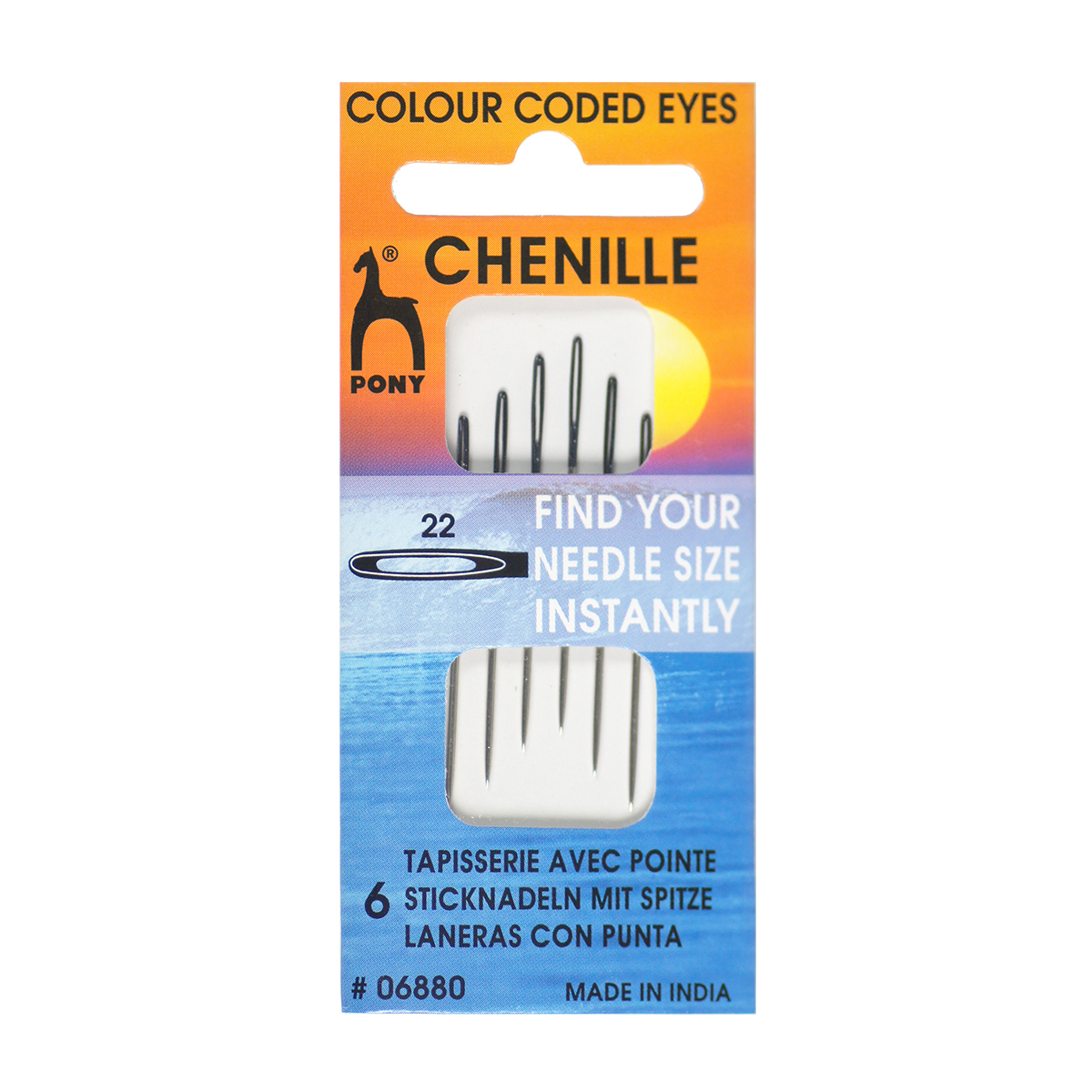 Pony 06880 Chenille Colour borduurnaalden met punt 22 - Kaart