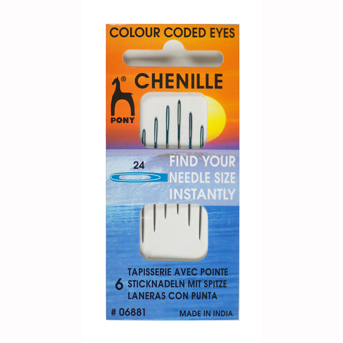 Pony 06881 Chenille Colour borduurnaalden met punt 24 - Kaart