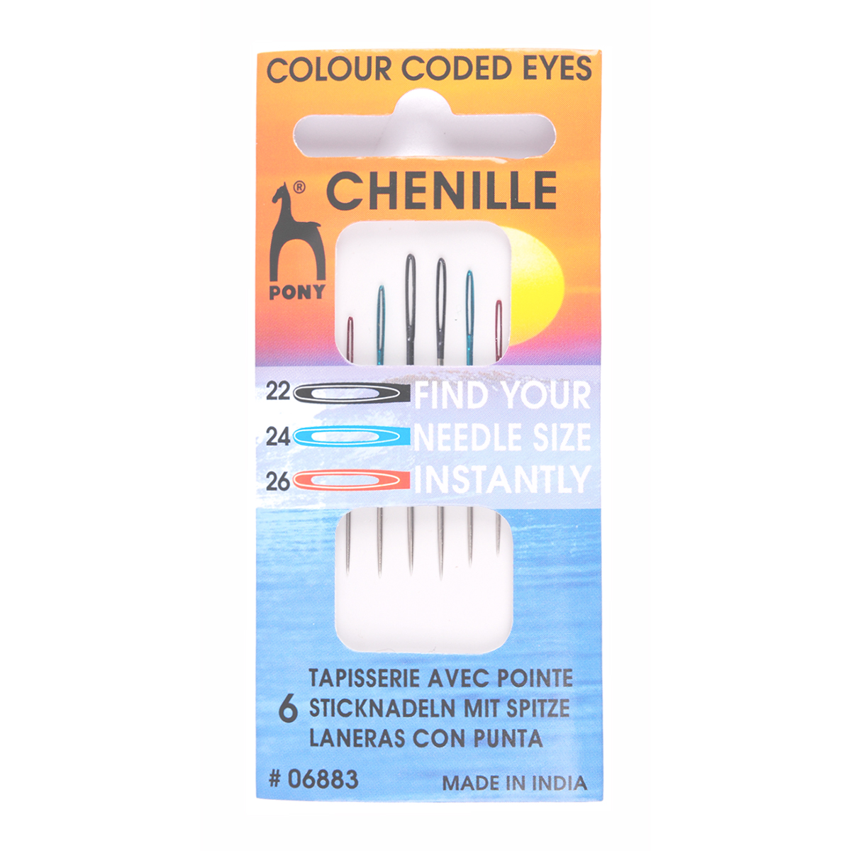 Pony 06883 Chenille Colour borduurnaalden met punt 22/26 - Kaart