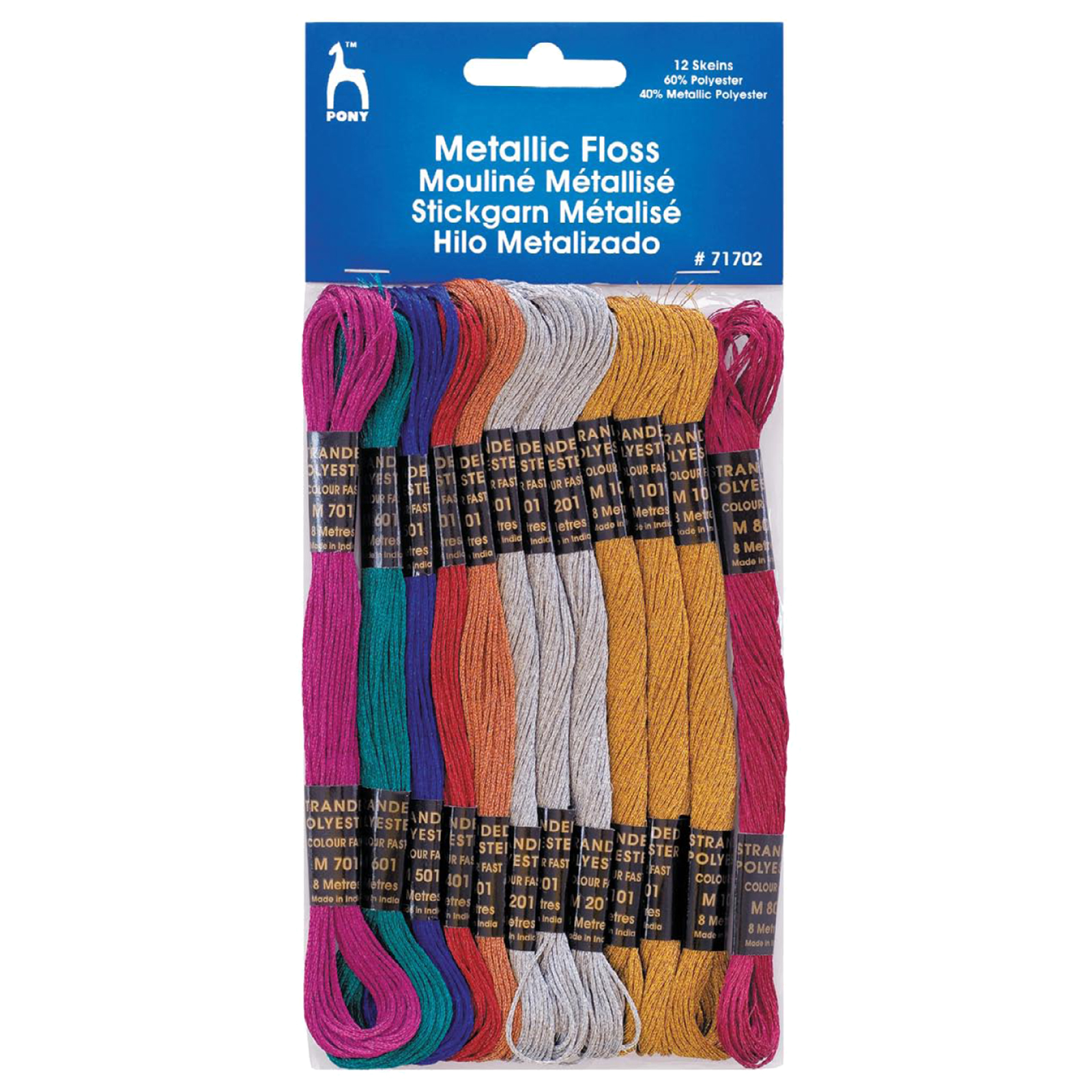 Pony 71702 Metallic borduurgarenset - 12 strengen - Kaart