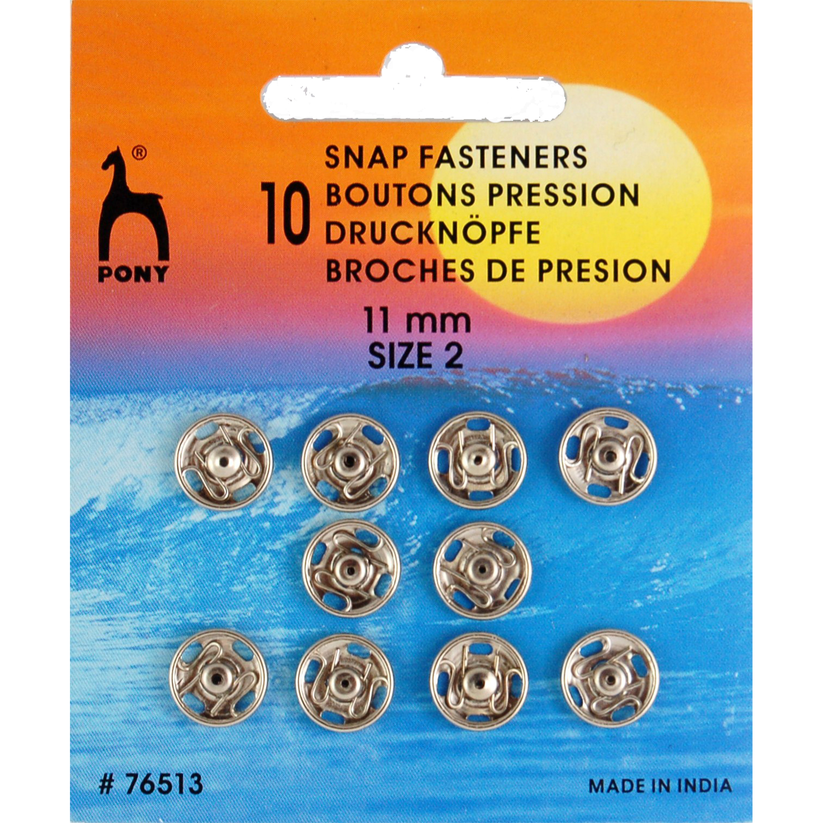 Pony 76513/01 Drukknopen nikkelvrij 11 mm zilver - 10 stuks - Kaart