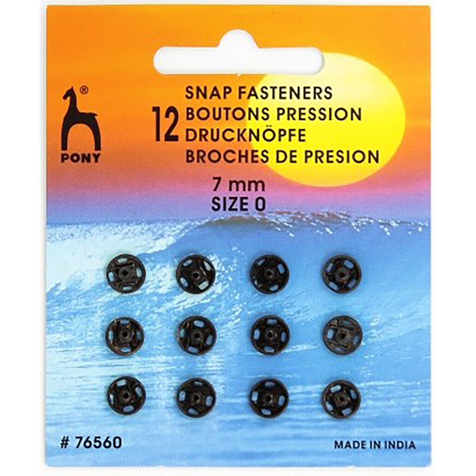 Pony 76560 Drukknopen 7 mm zwart - 12 stuks - Kaart