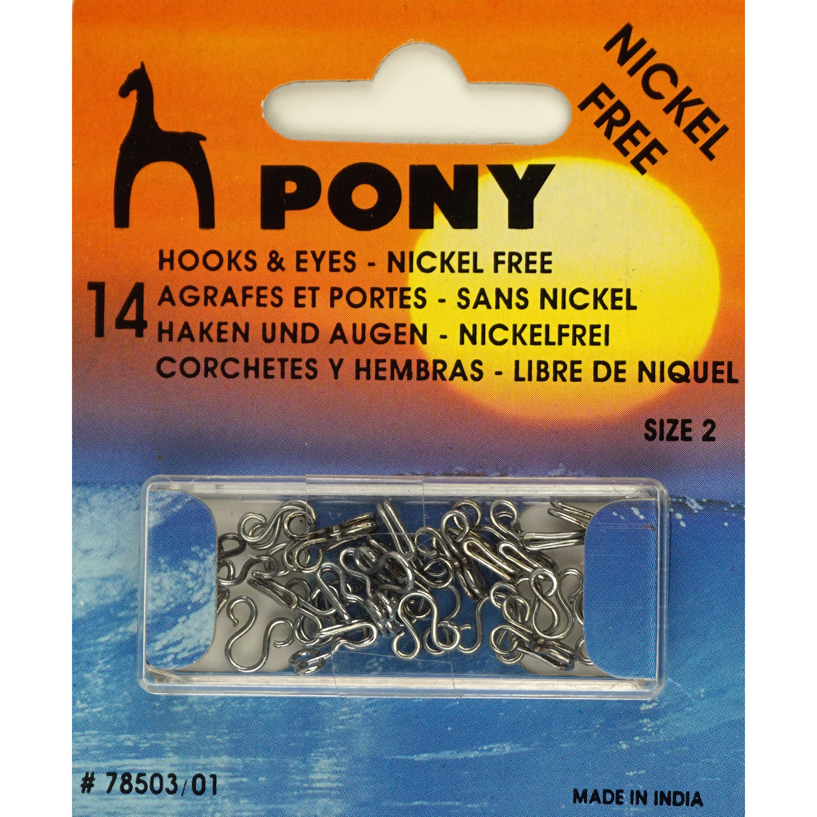 Pony 78503/01 Haken en ogen maat 2 zilver - 14 stuks - Kaart