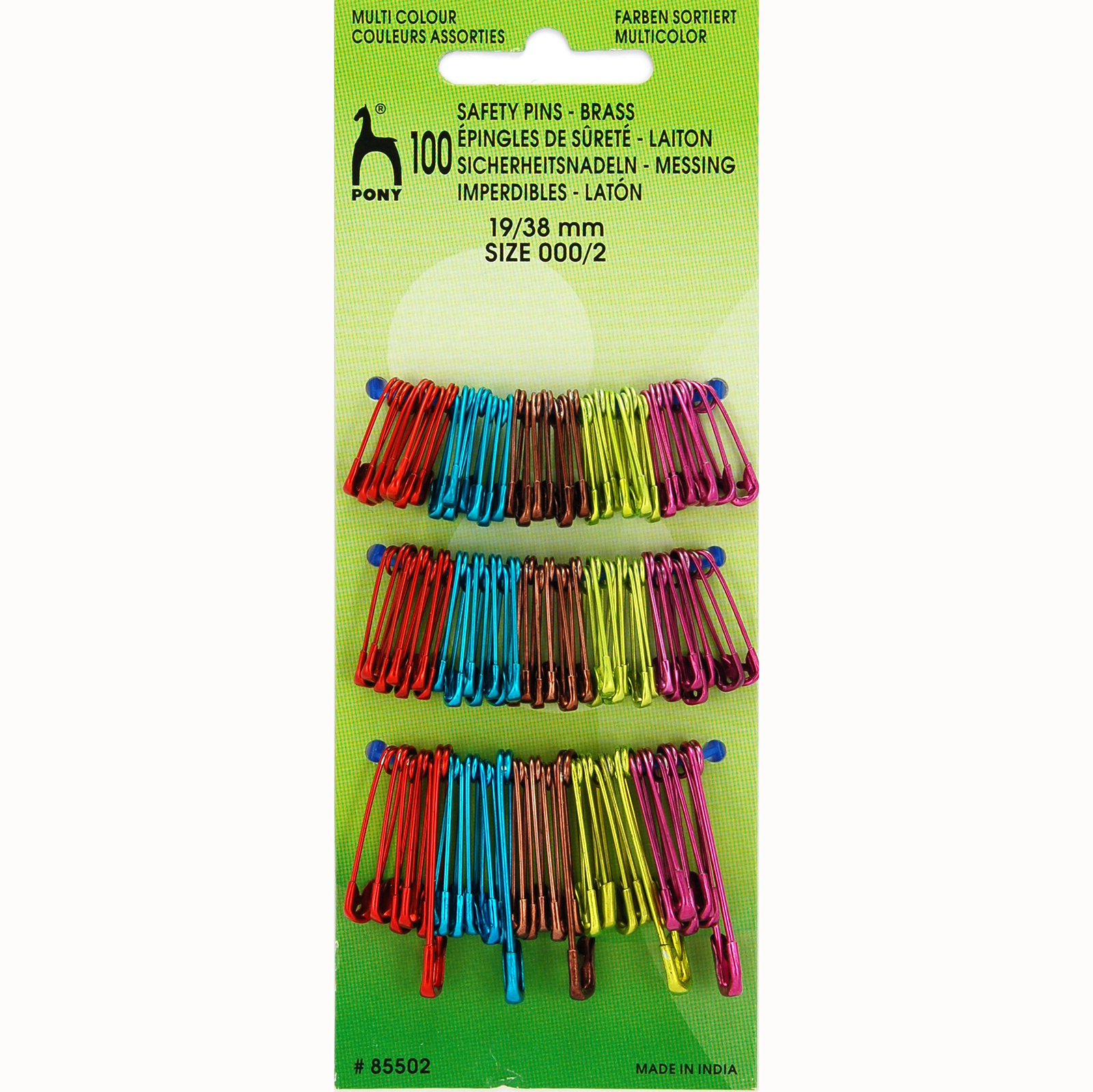 Pony 85502 Veiligheidsspelden gekleurd 19 / 38mm - 100 stuks - Kaart