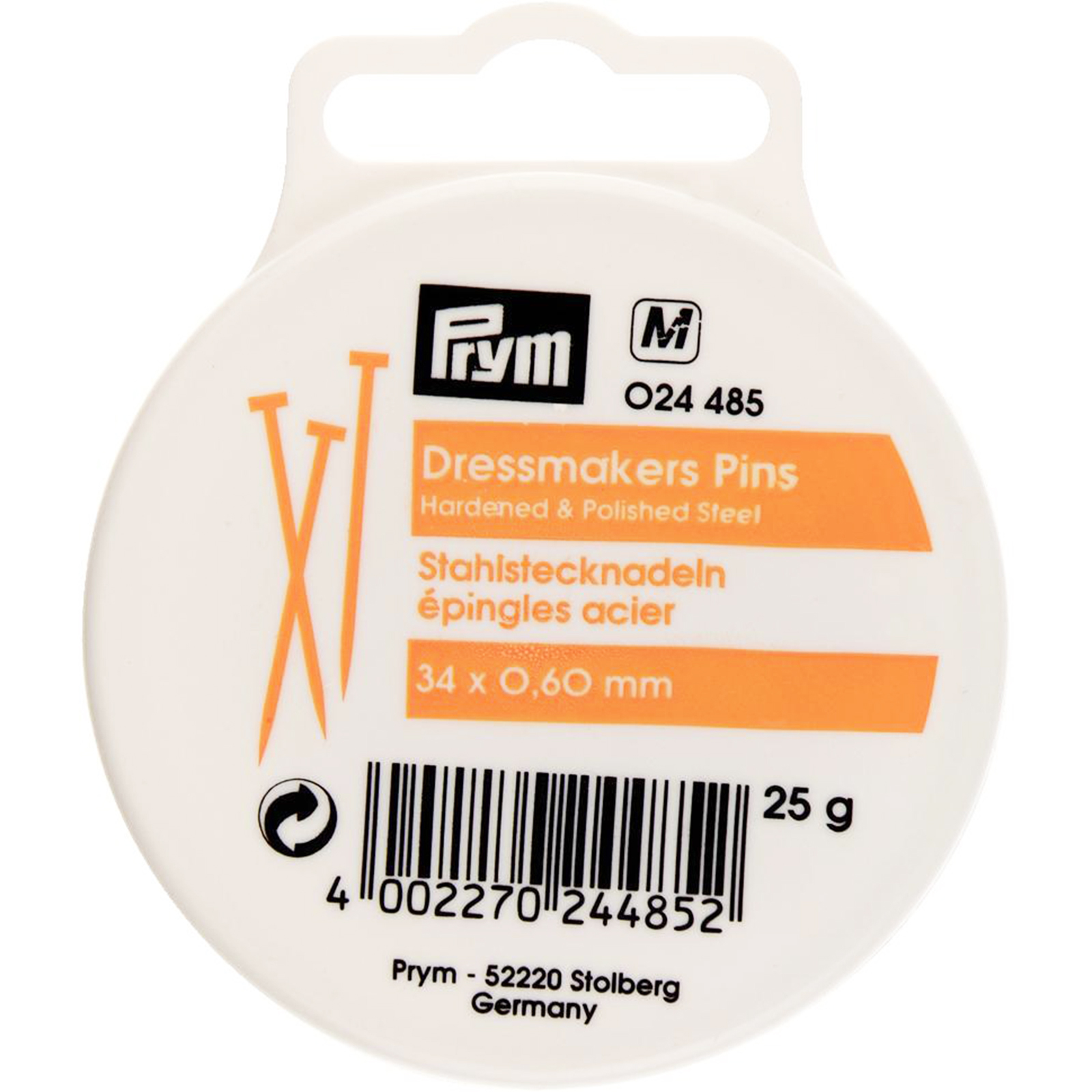 Prym 024485 Spelden staal gehard No. 8 EF 0,60 x 34 mm zilverkleurig - Kaart