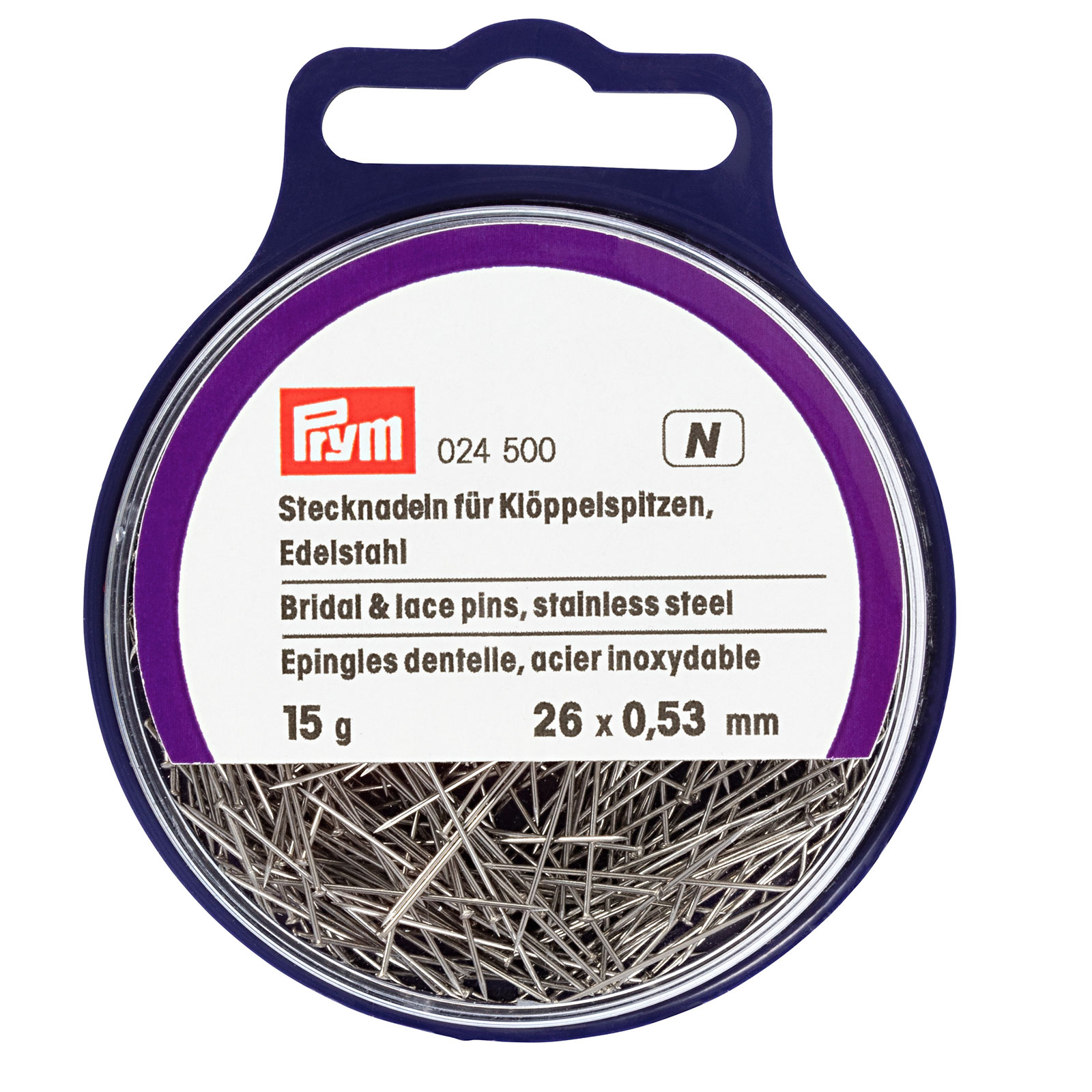 Prym 024500 Kantklosspelden edelstaal 0,53 x 26 mm zilverkleurig - Kaart