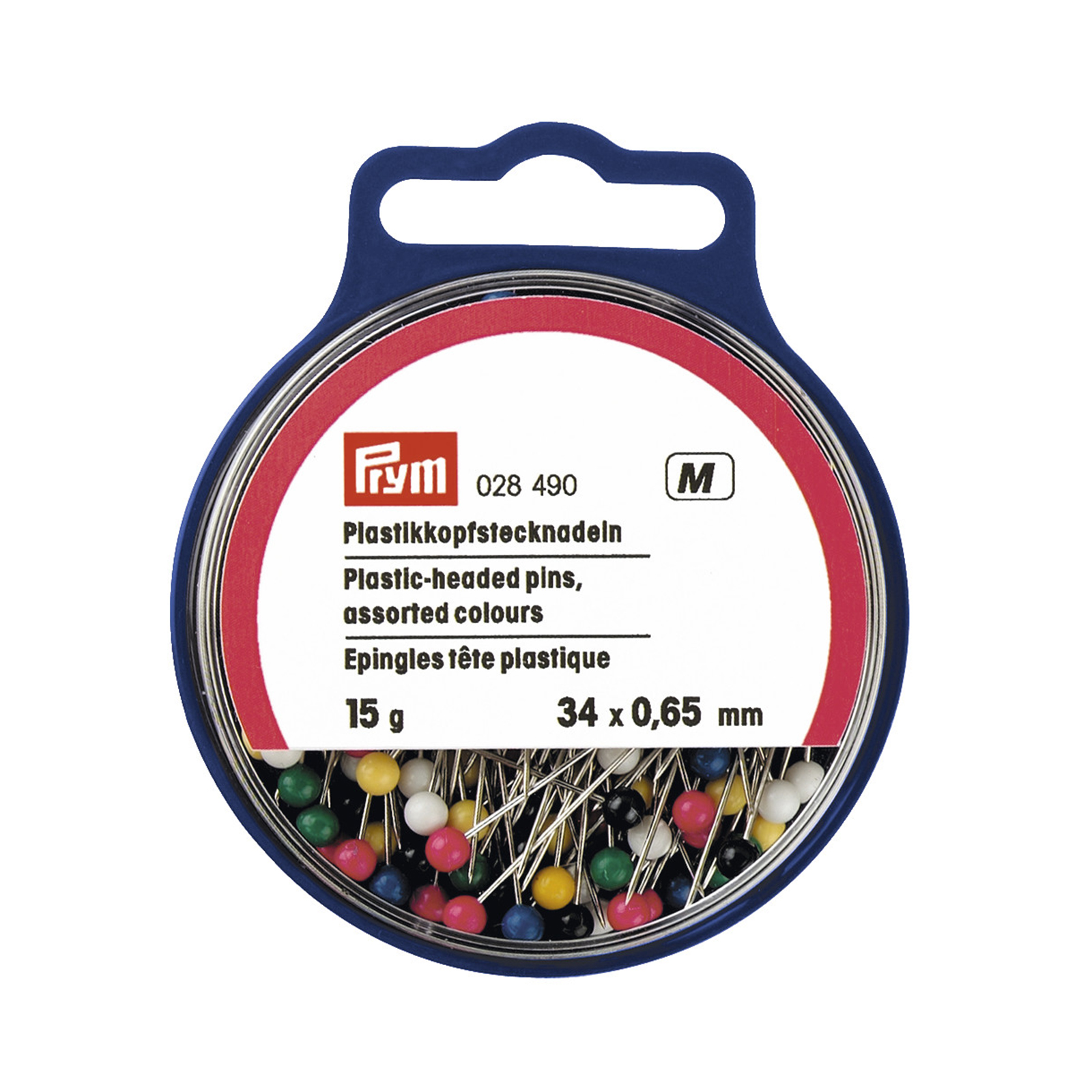 Prym 028490 Plastickopspelden staal gehard 0,65 x 34 mm ass. kleuren - Doos