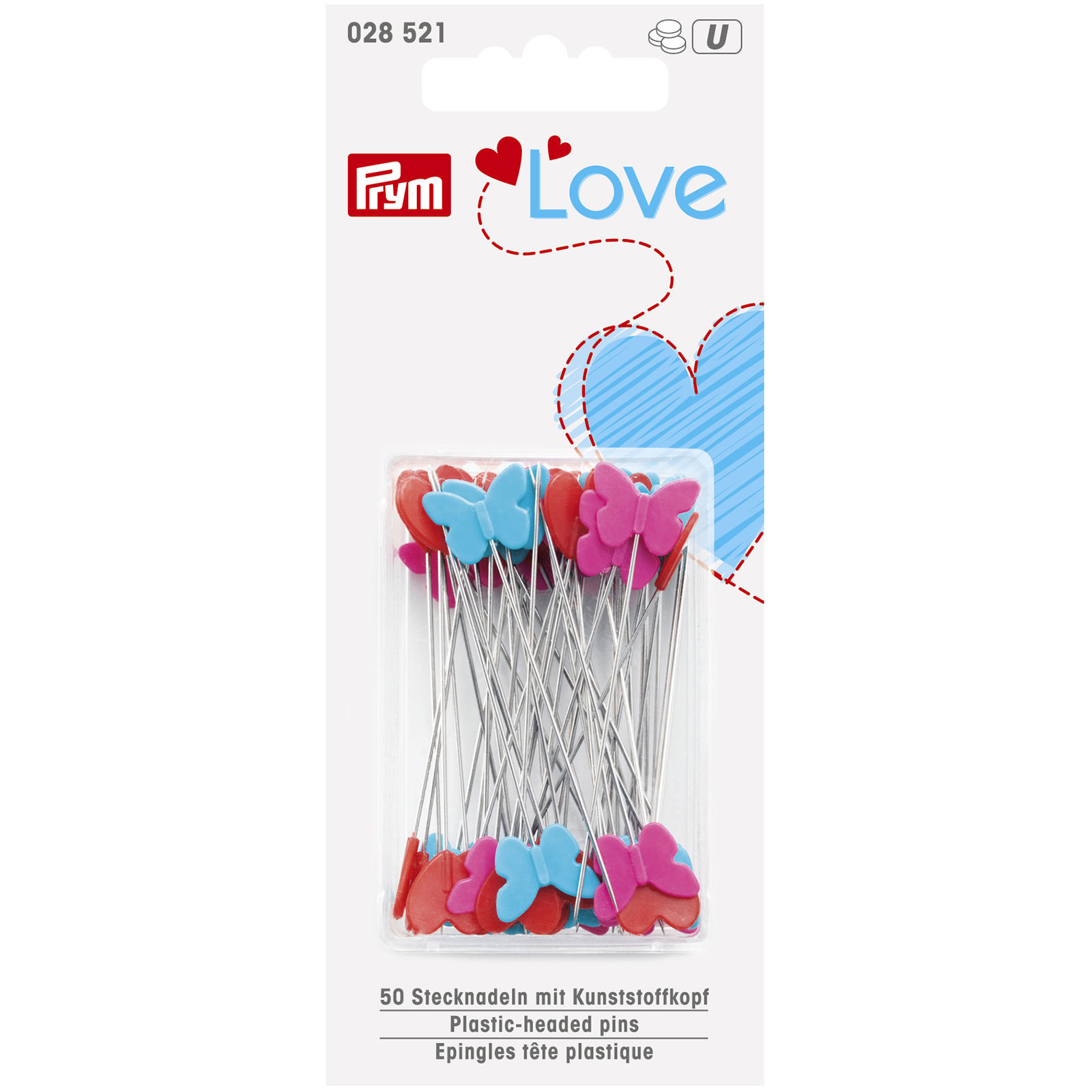 Prym 028521 Prym Love Spelden m.plastickop 50x0,60 ass.50st - Kaart