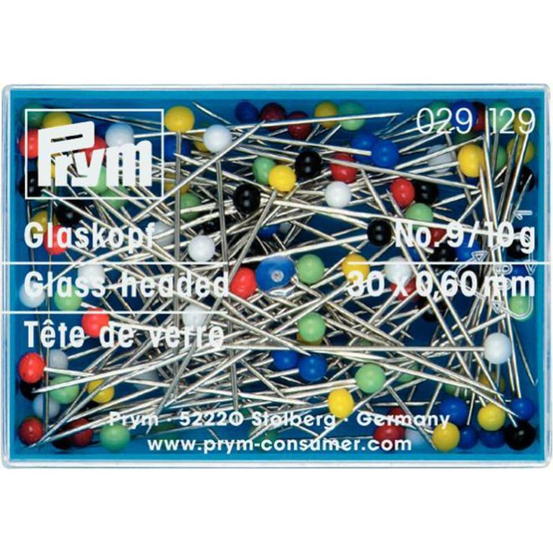 Prym 029129 Glaskopspelden zilverkleurig 0,60 x 30 mm ass. kleuren - STUK
