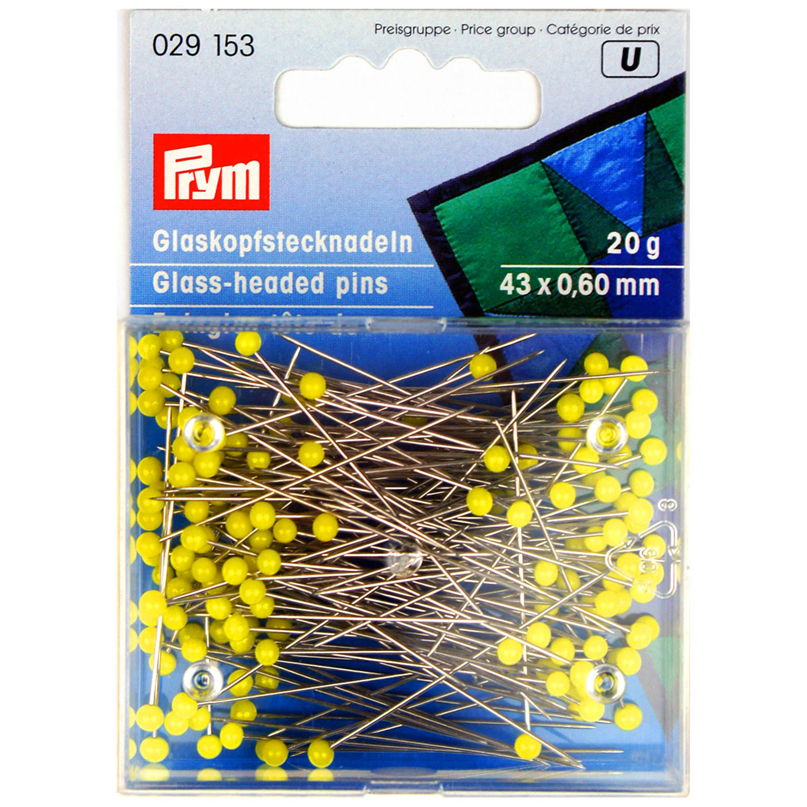 Prym 029153 Glaskopspelden zilverkleurig 0,60 x 43 mm geel - Kaart
