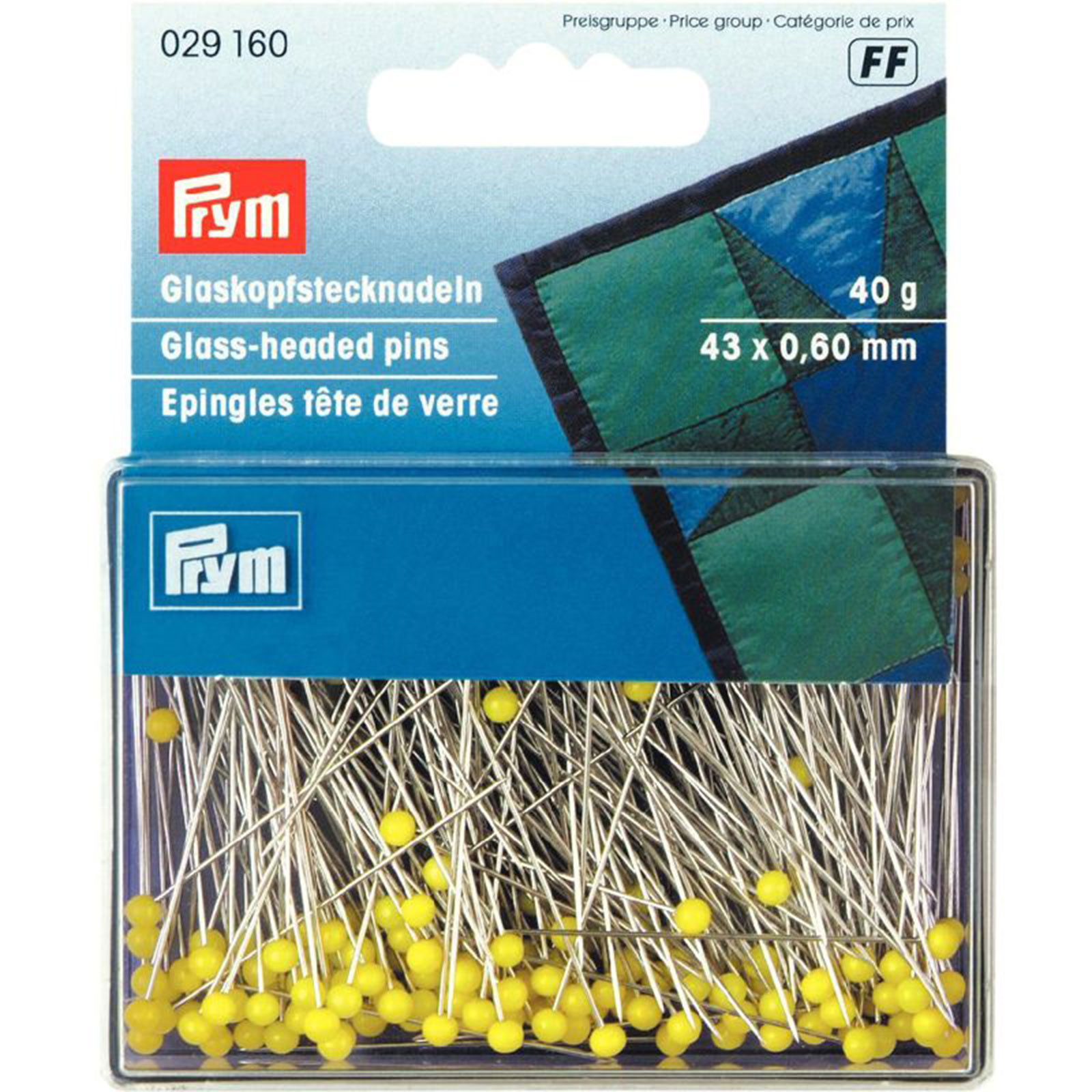 Prym 029160 Glaskopspelden zilverkleurig 0,60 x 45 mm geel - Kaart