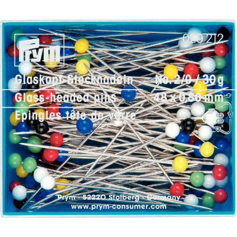 Prym 029212 Glaskopspelden zilverkleurig 0,80 x 48 mm ass. kleuren - Doos