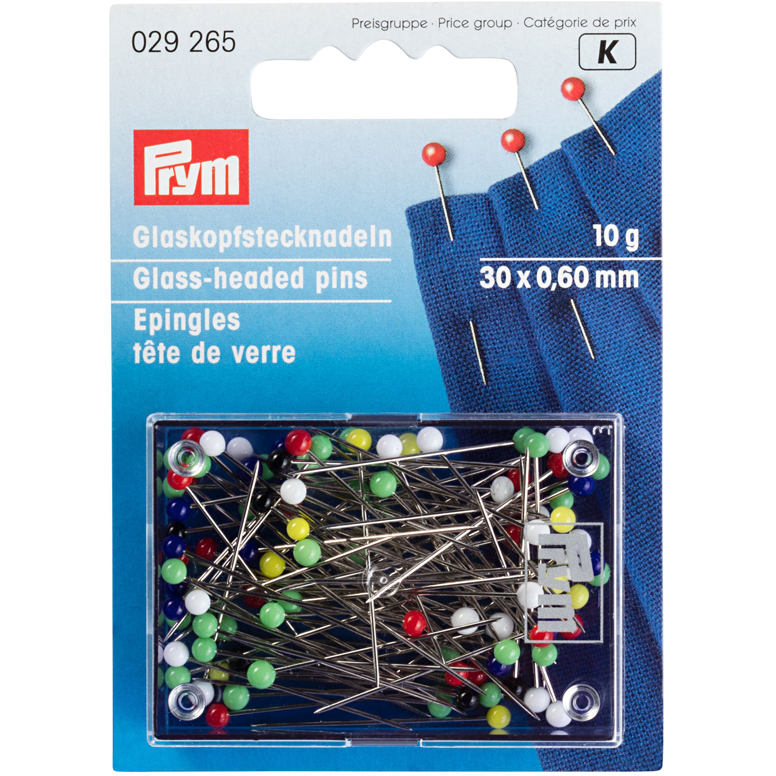 Prym 029265 Glaskopspelden zilverkleurig 0,60 x 30 mm ass. kleuren - Kaart